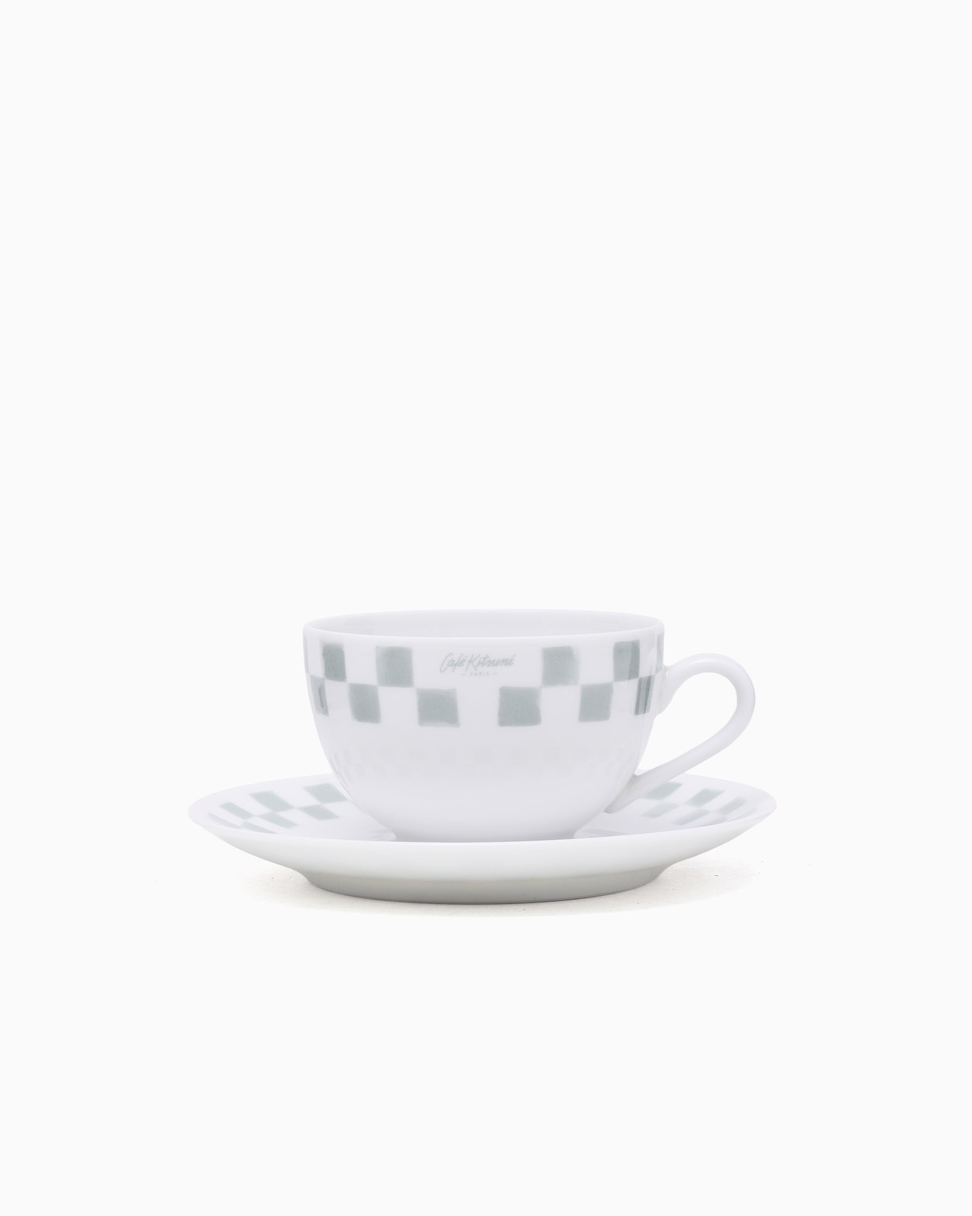 Decoration Café Kitsuné Checkerboard Porcelain Cup and Saucer - PU08111O0010-0386