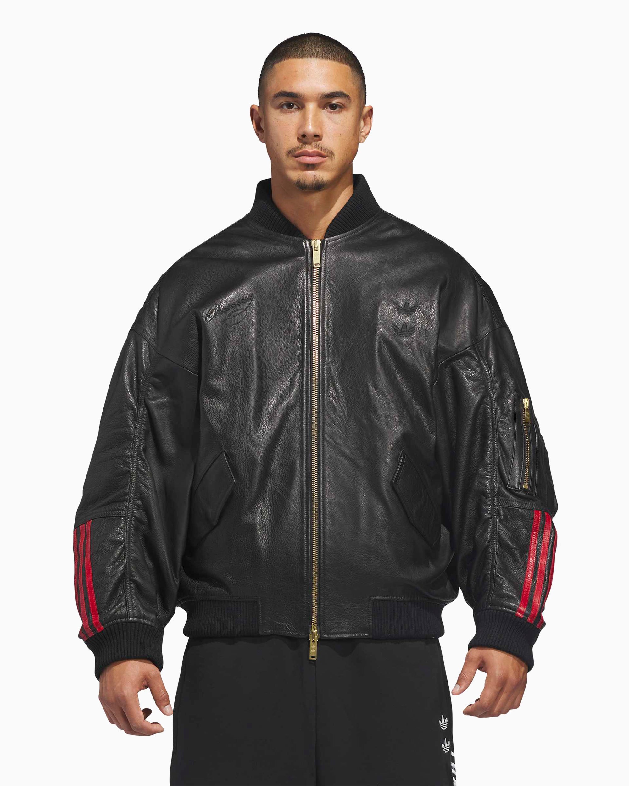 Jaqueta de couro Bomber adidas Originals x Willy Chavarria para homem