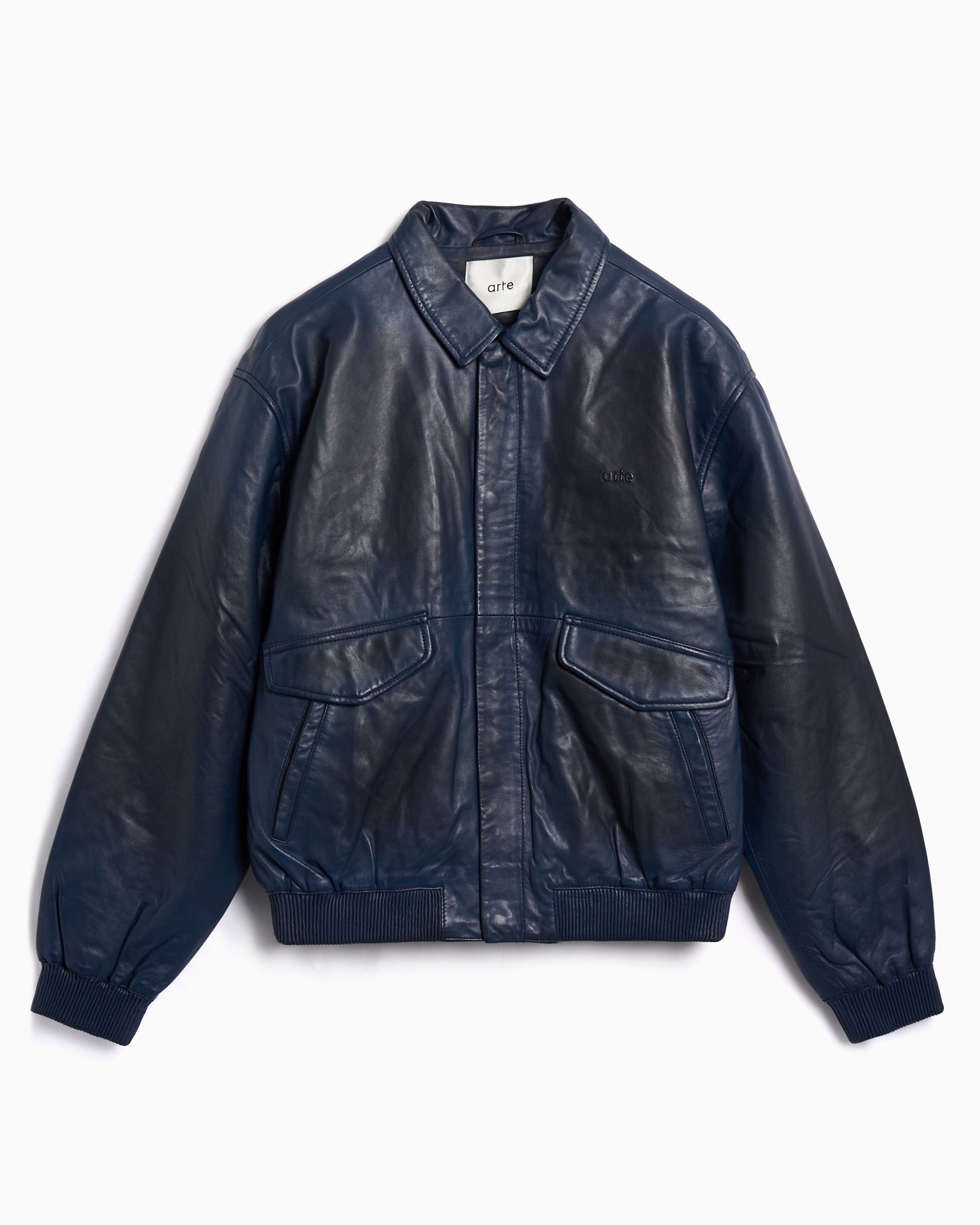 Jackets Coats Arte Antwerp Fade Leather Men's Bomber - AW25-143J-Navy