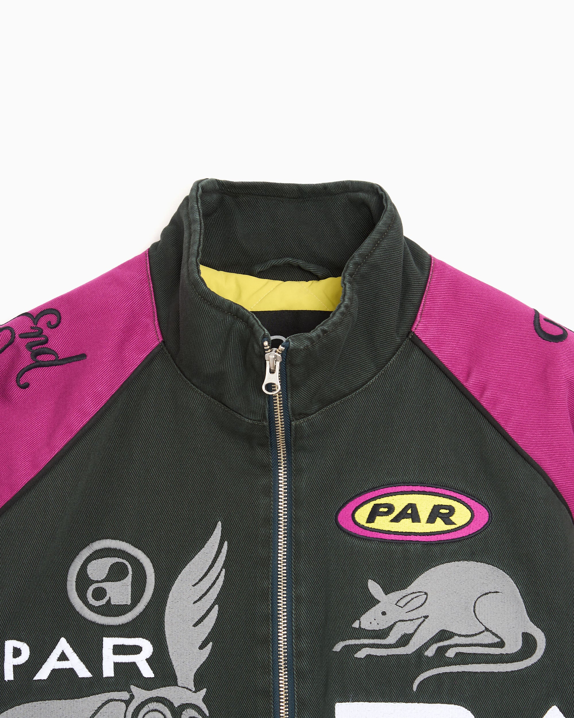 Jackets Coats by Parra Owl Meets Rat with patches Boxy Men's Bomber - 55100-PURPLEPINK
