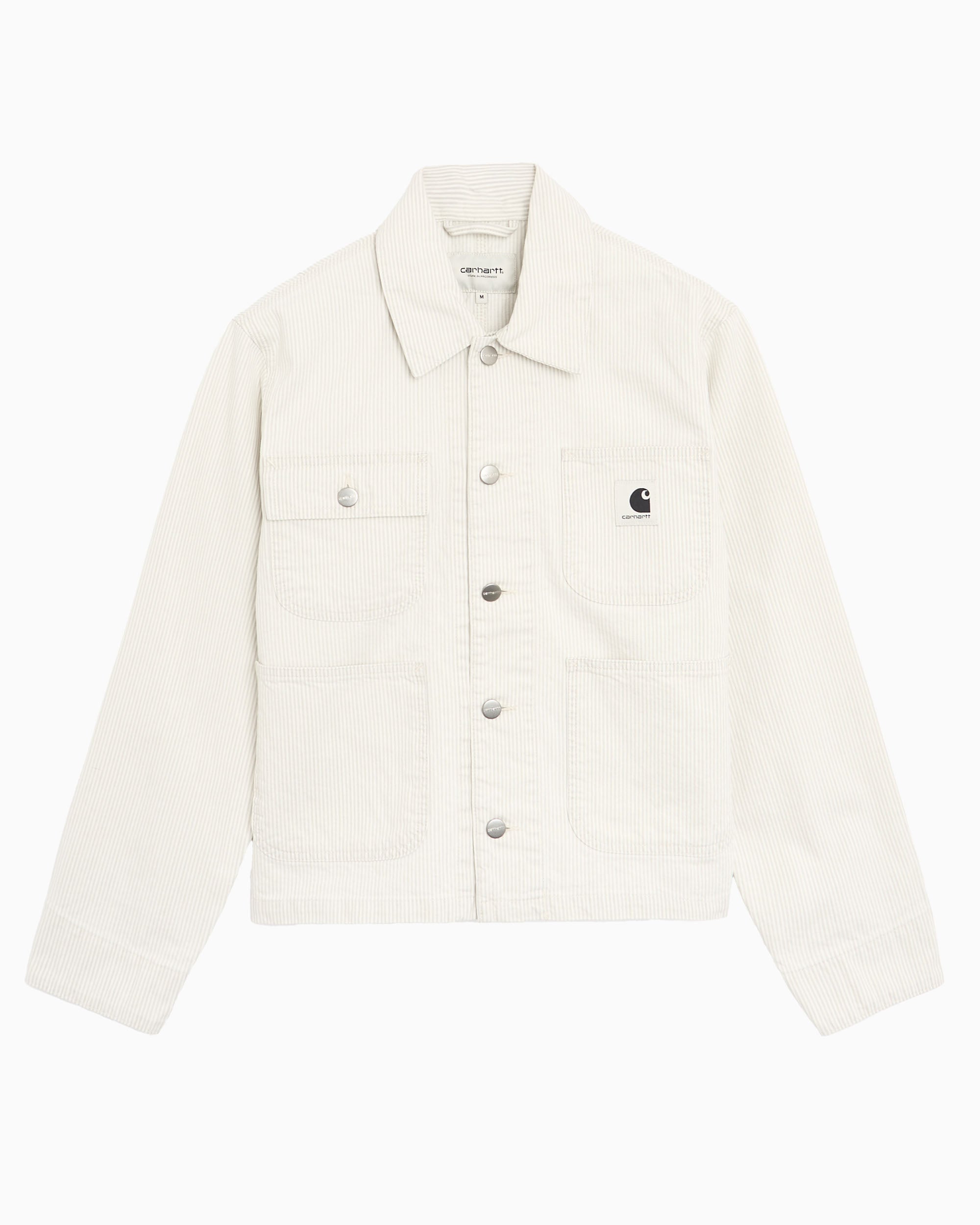 Jackets Coats Carhartt WIP Mercer Chore Striped Relaxed Women's Denim Jacket - I036511-3OK35