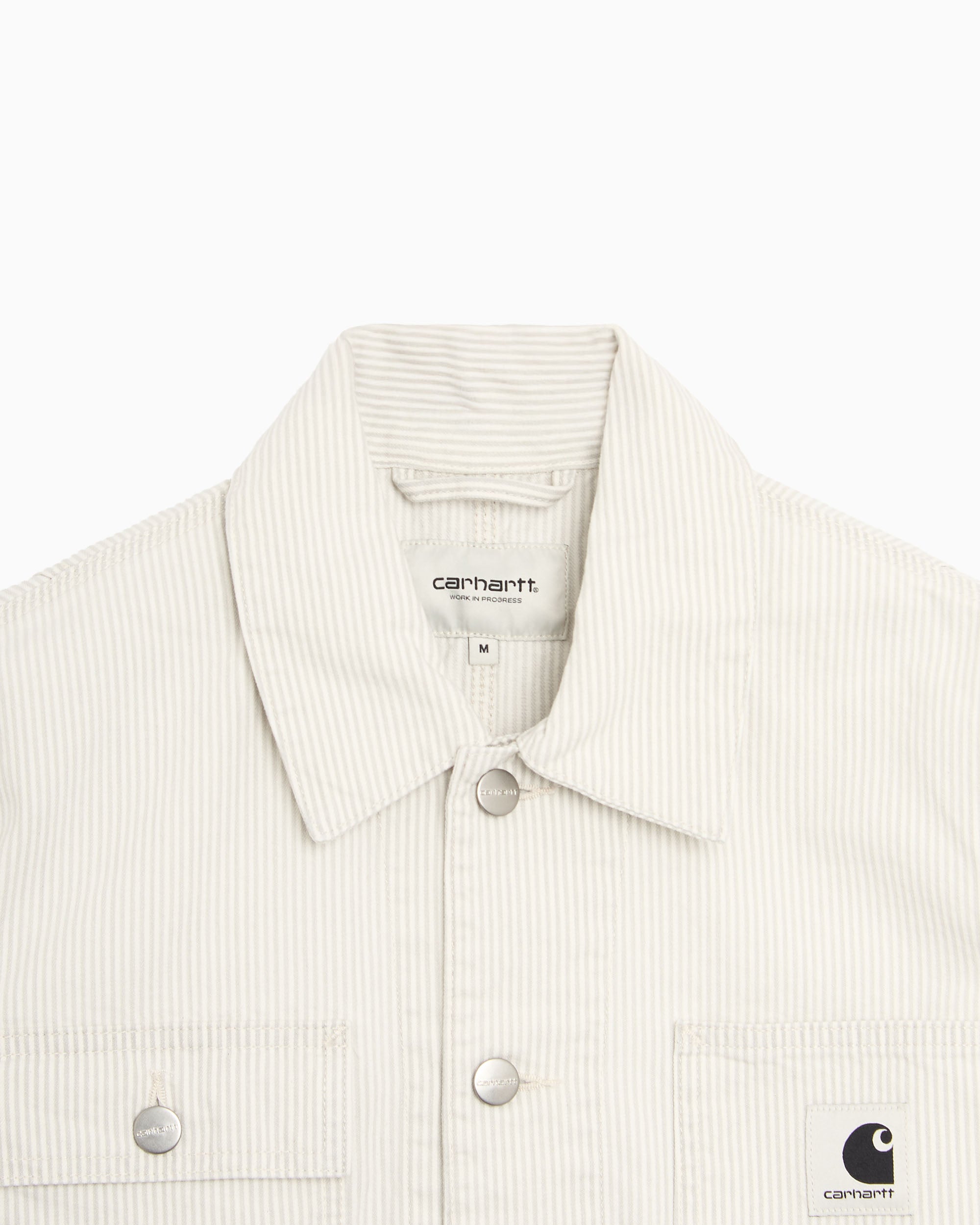 Jackets Coats Carhartt WIP Mercer Chore Striped Relaxed Women's Denim Jacket - I036511-3OK35