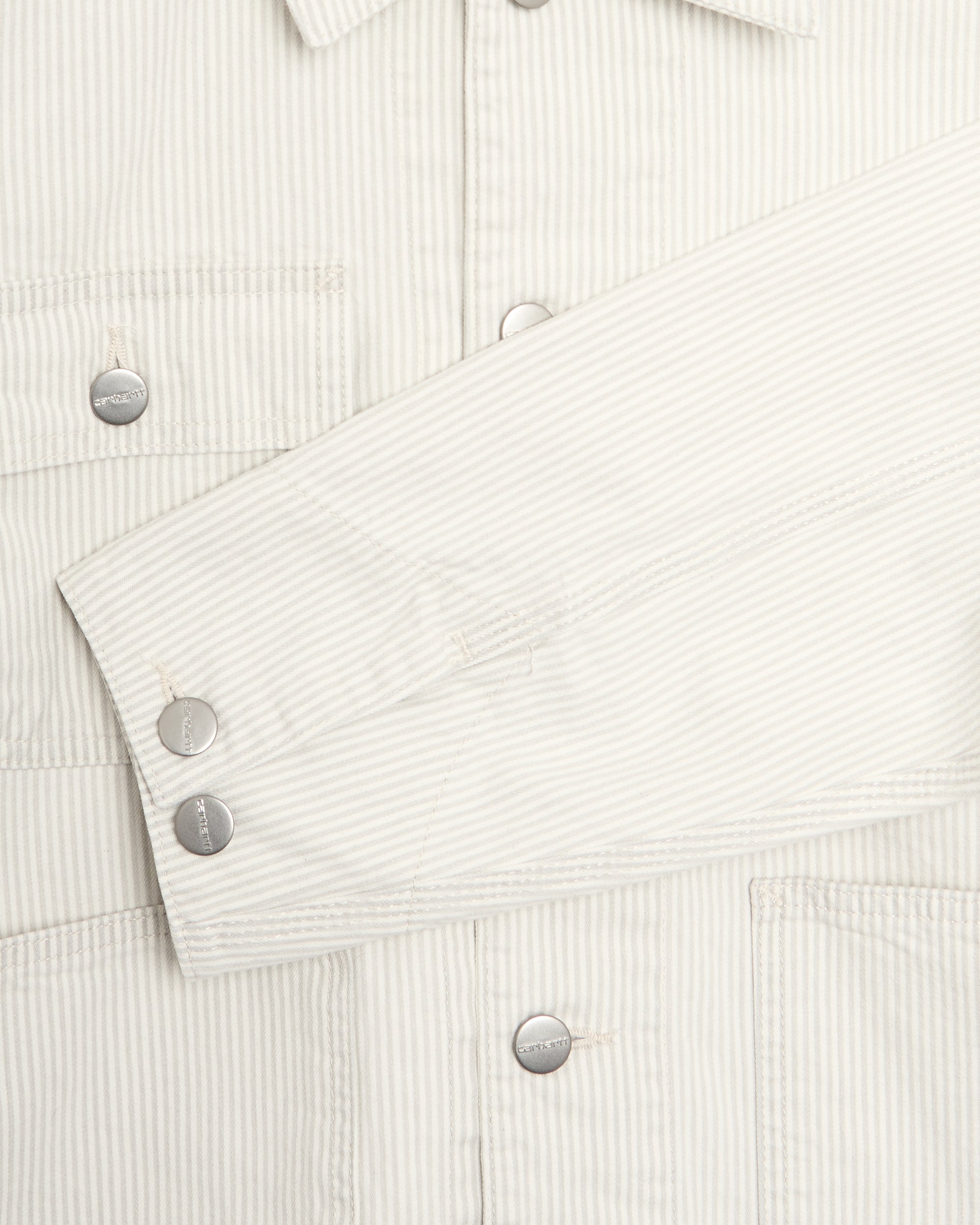 Jackets Coats Carhartt WIP Mercer Chore Striped Relaxed Women's Denim Jacket - I036511-3OK35