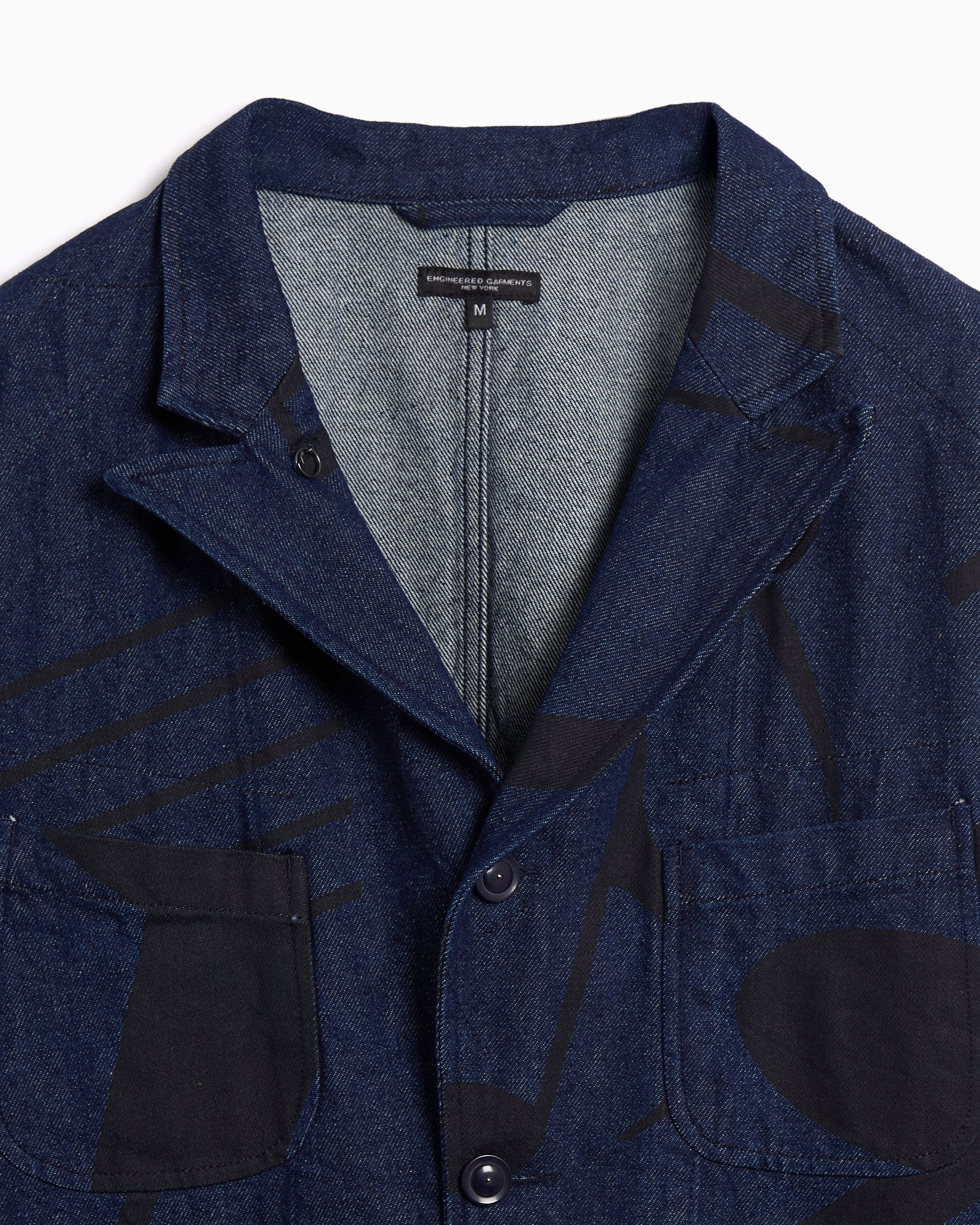 Jackets Coats Engineered Garments Bedford Music Note Graphic Men's Denim Jacket - 25F1D005-CT291