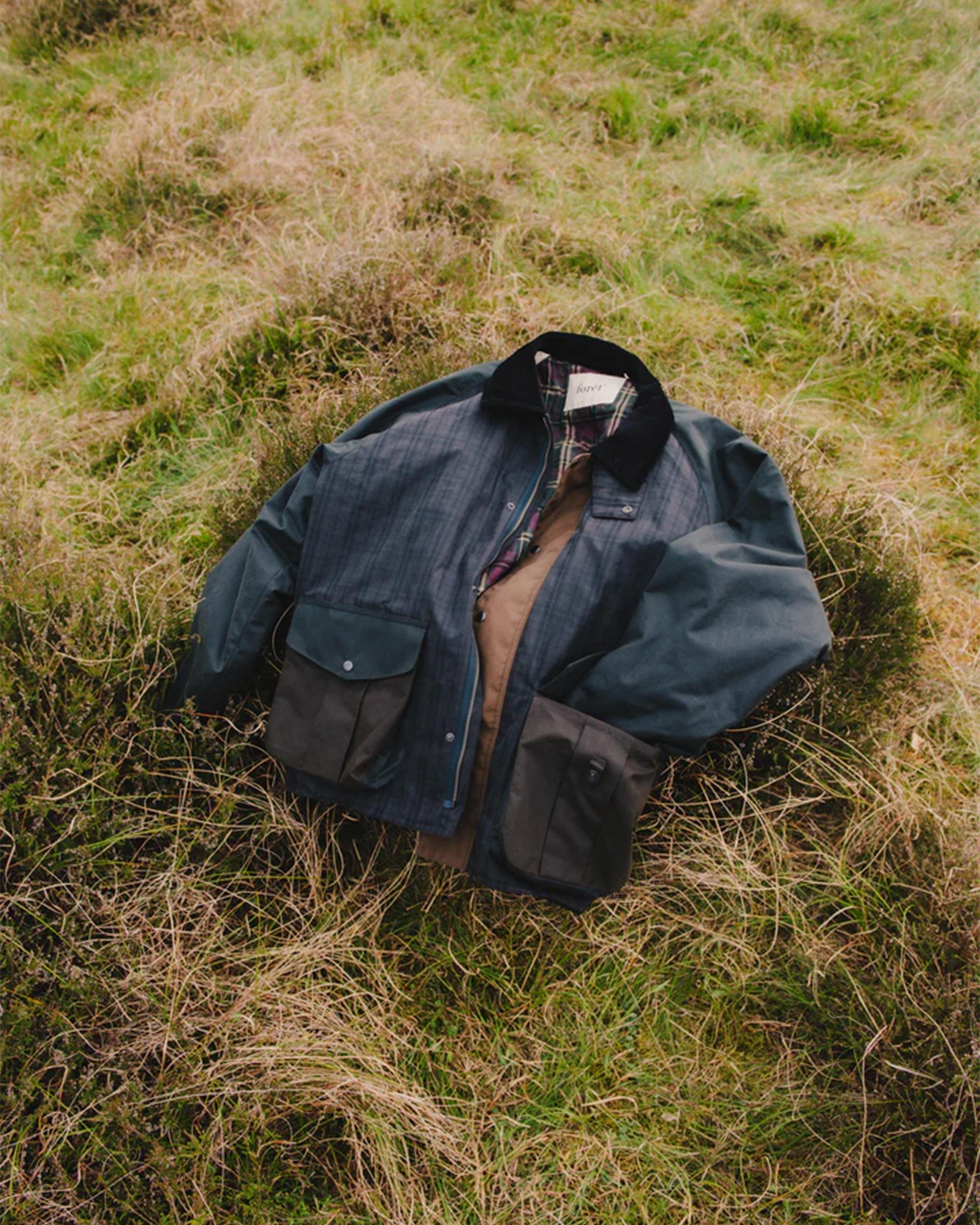 Jackets Coats forét Bivouac Oilskin Plaid Men's Rain Jacket - F1056-MULTI