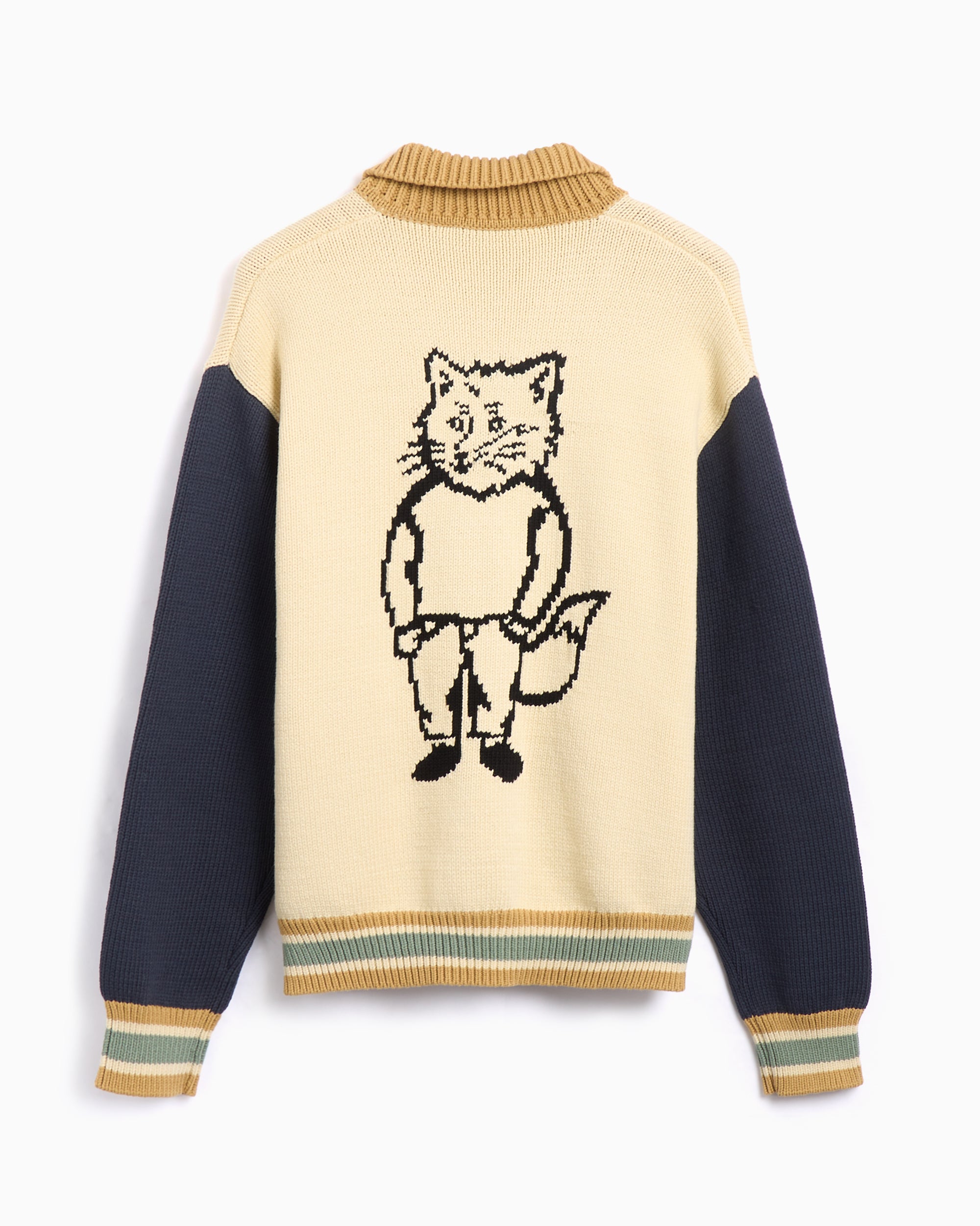 Jackets Coats Maison Kitsuné Maison Kitsuné Knitted College Men's Cardigan Men's Cardigan - OM02131KT1139-0256