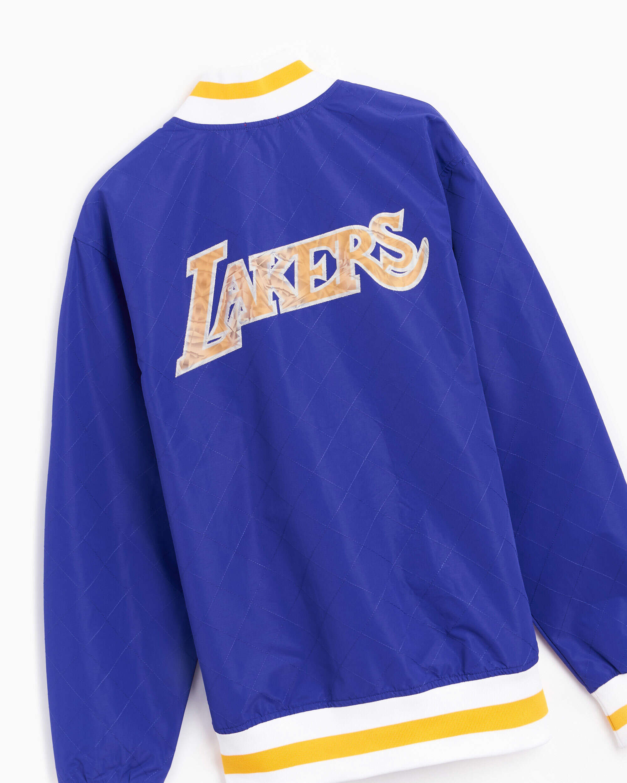Jackets Coats Mitchell & Ness 75th Anniversary Los Angeles Lakers Men's Warm Up Jacket Men's Jacket - OJBF1201-LALYYPPPDKPR