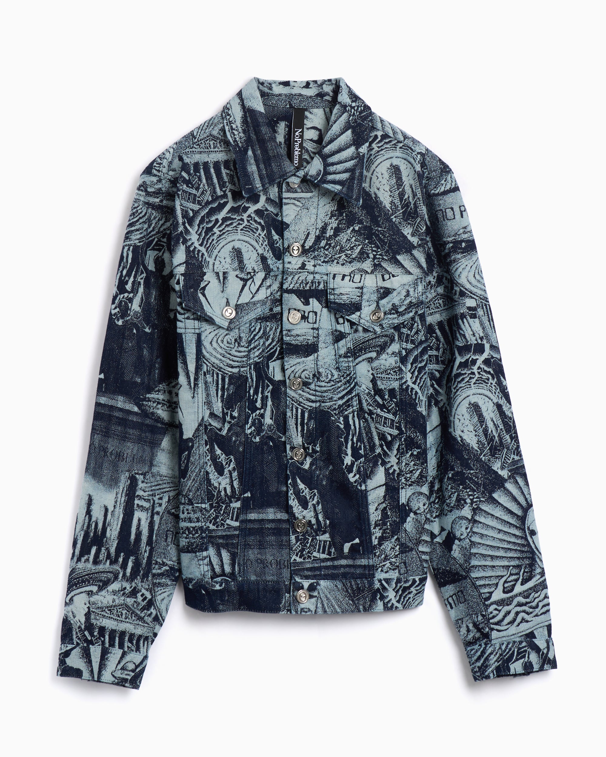 Jackets Coats No Problemo Apocalypse Jacquard Men's Trucker Jacket Men's Denim Jacket - NP7000003-BLU