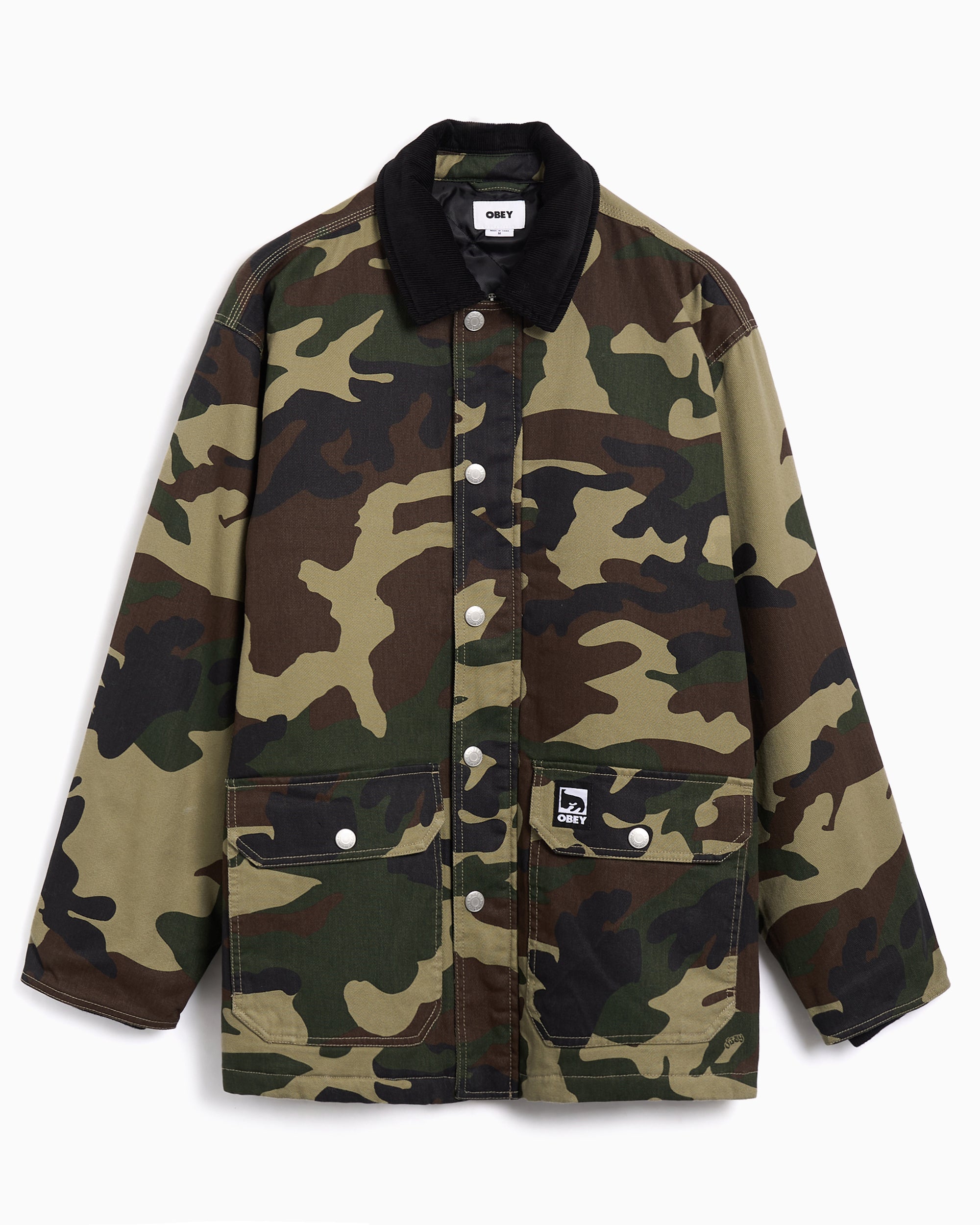 Jackets Coats OBEY Clothing Norton Barn Camo Print Men's Work Jacket - 121800606-WCM