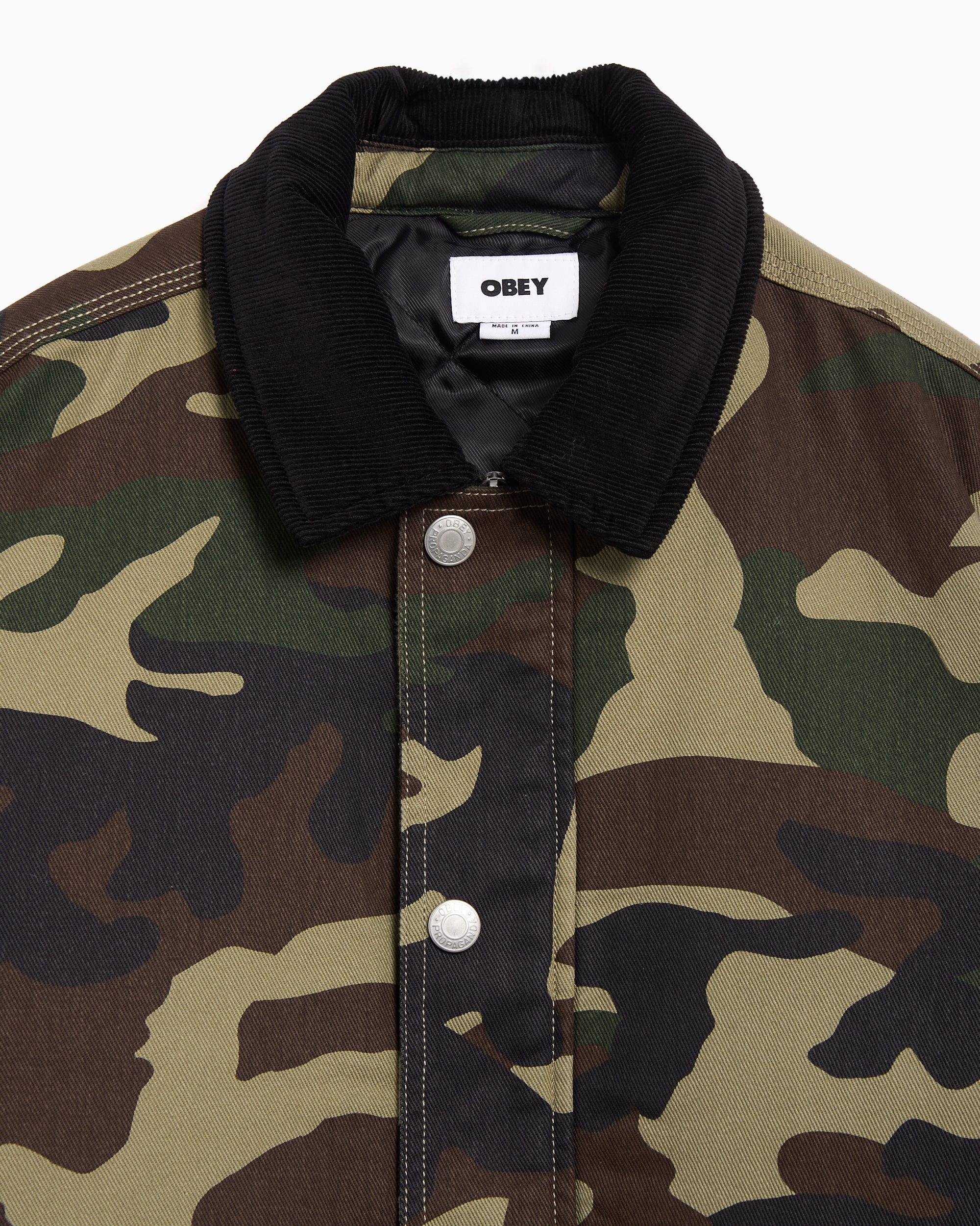 Jackets Coats OBEY Clothing Norton Barn Camo Print Men's Work Jacket - 121800606-WCM