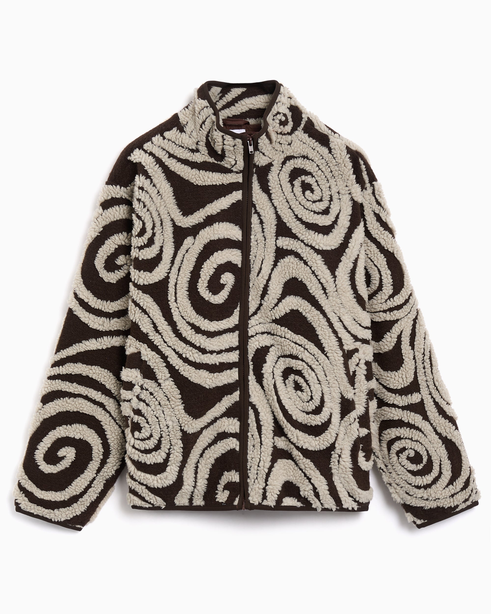 Jackets Coats OBEY Clothing Swirls Jacquard Relaxed Women's Fleece Jacket - 221800445-BWM