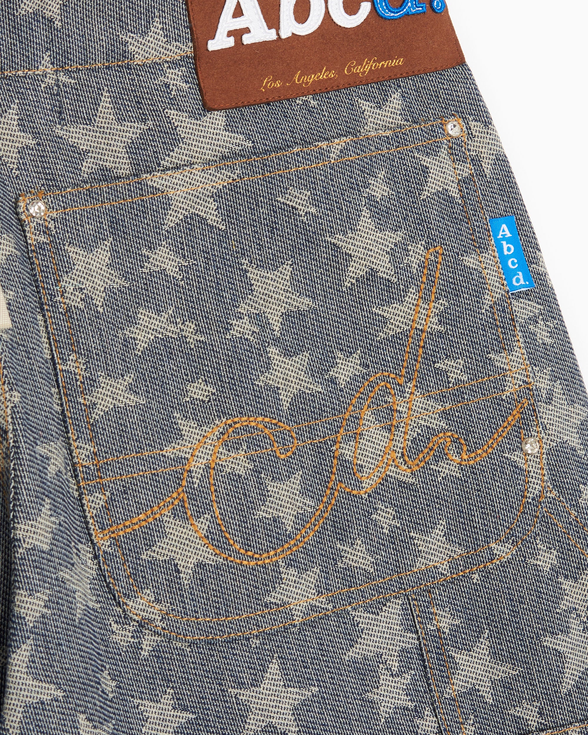Pants Advisory Board Crystals Abc. Crystal Rivet Men's Double Knee Pants Men's Pants - ABCDFW23CRDKP-Dark Indigo