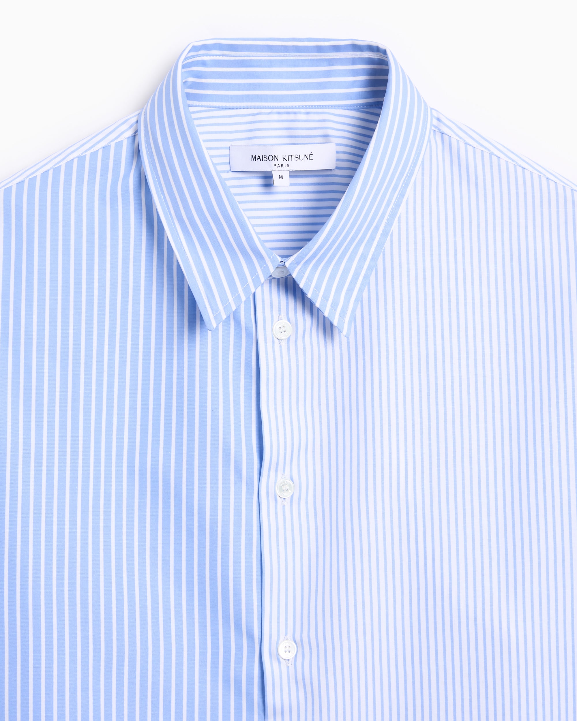 Shirts Maison Kitsuné Handwriting Patchwork Striped Relaxed Men's Shirt - PM00422WC5074-P410