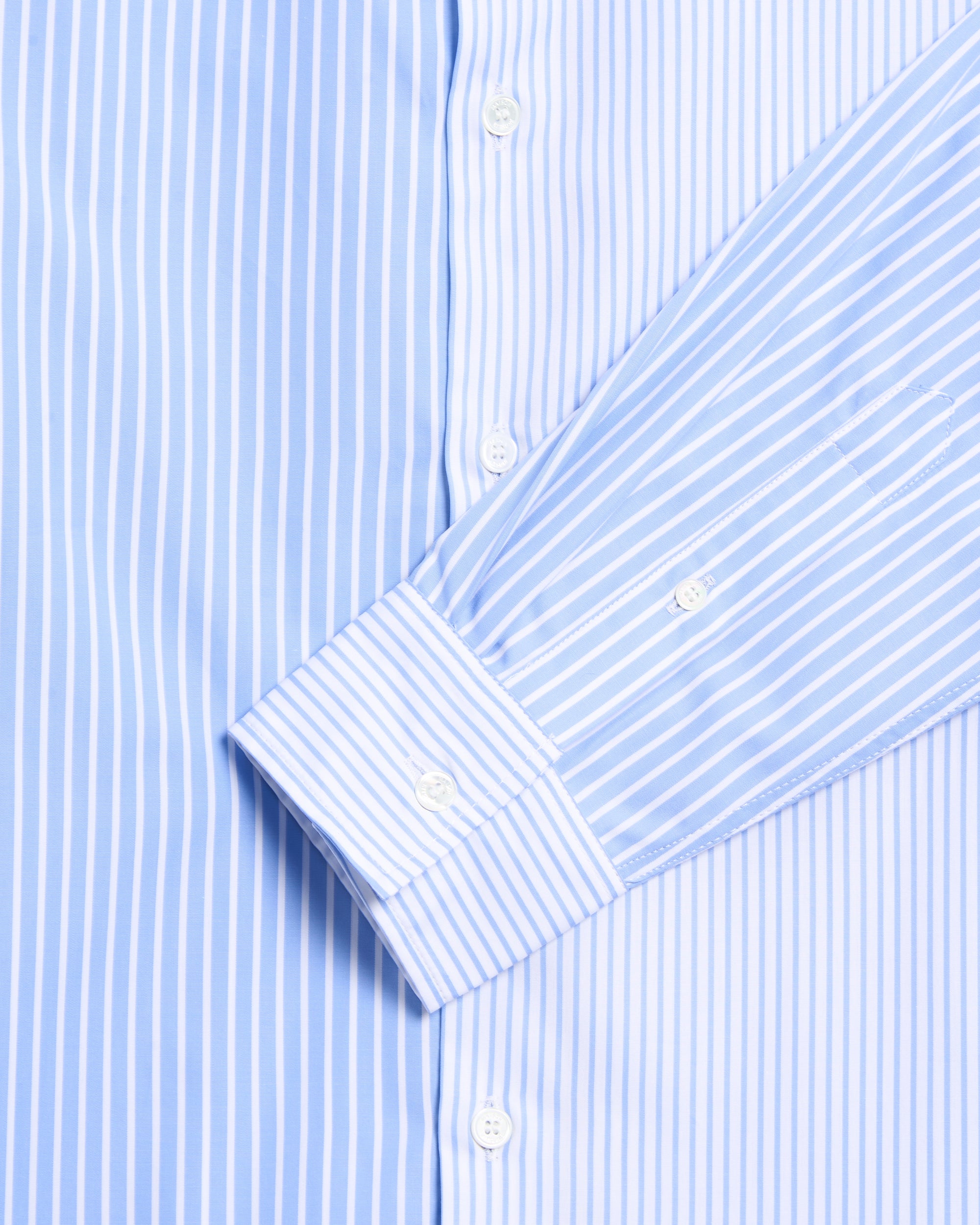 Shirts Maison Kitsuné Handwriting Patchwork Striped Relaxed Men's Shirt - PM00422WC5074-P410