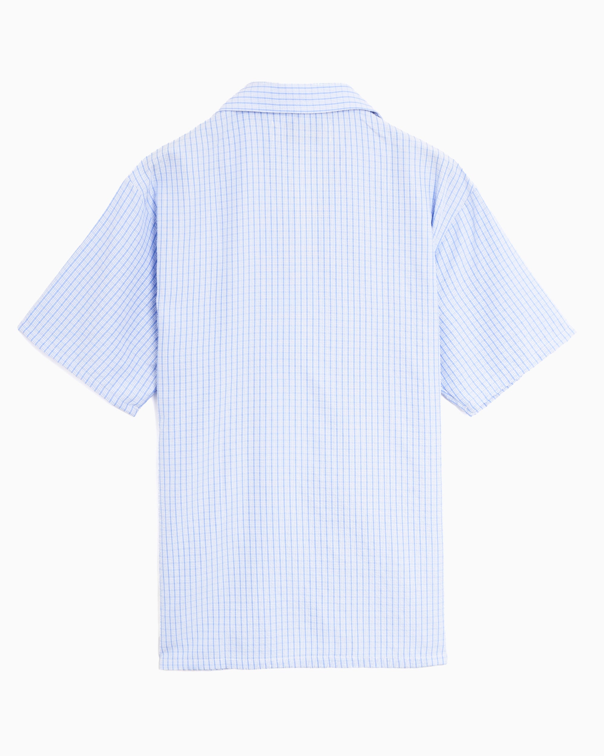 Shirts Metalwood Studio Textured Caddie Plaid Zipper Short-Sleeved Men's Shirt - MWS25-04-07-BLU