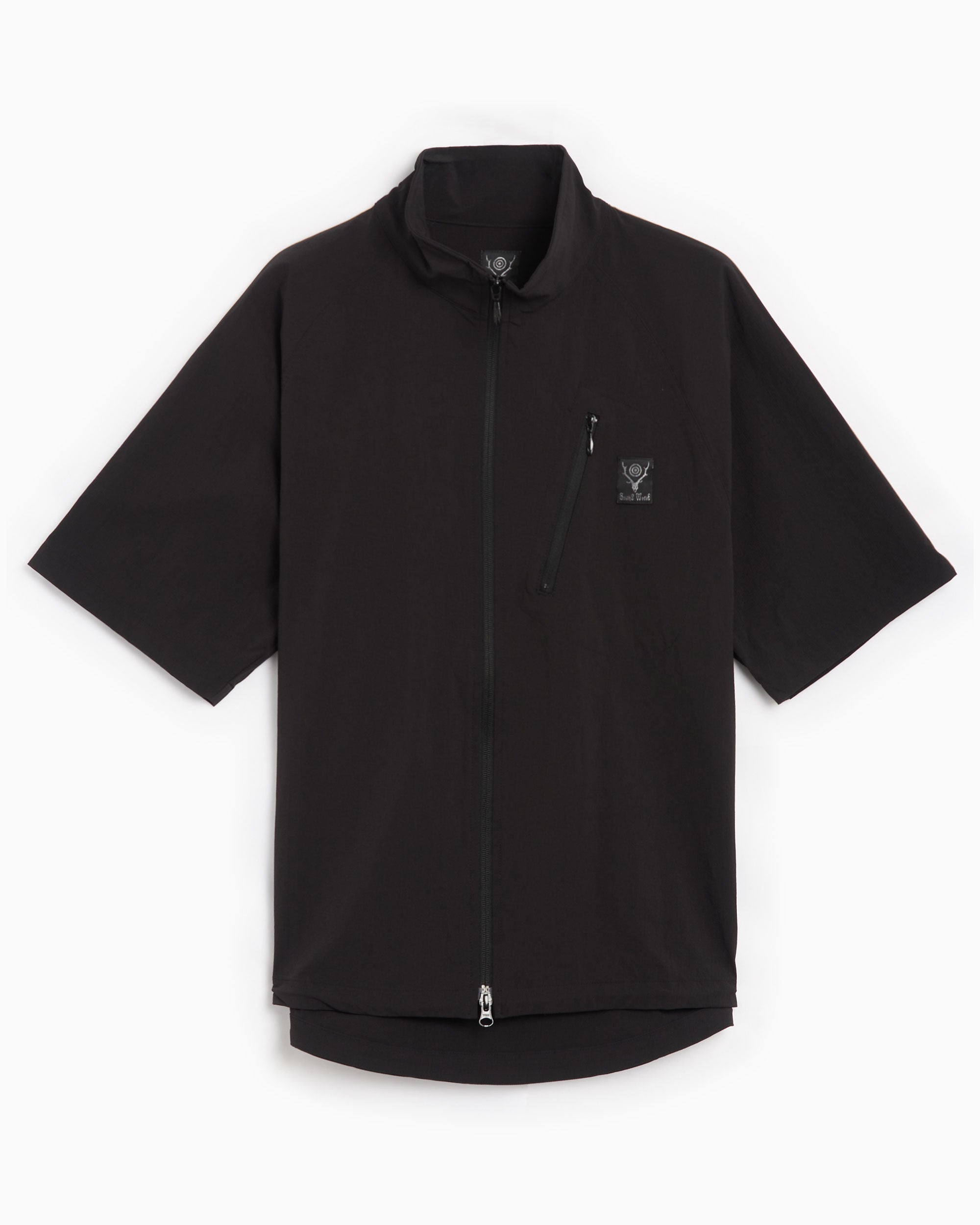 Shirts South2 West8 Men's Zipped Trail Short Sleeve Shirt Men's Shirt - OT536-C-Black