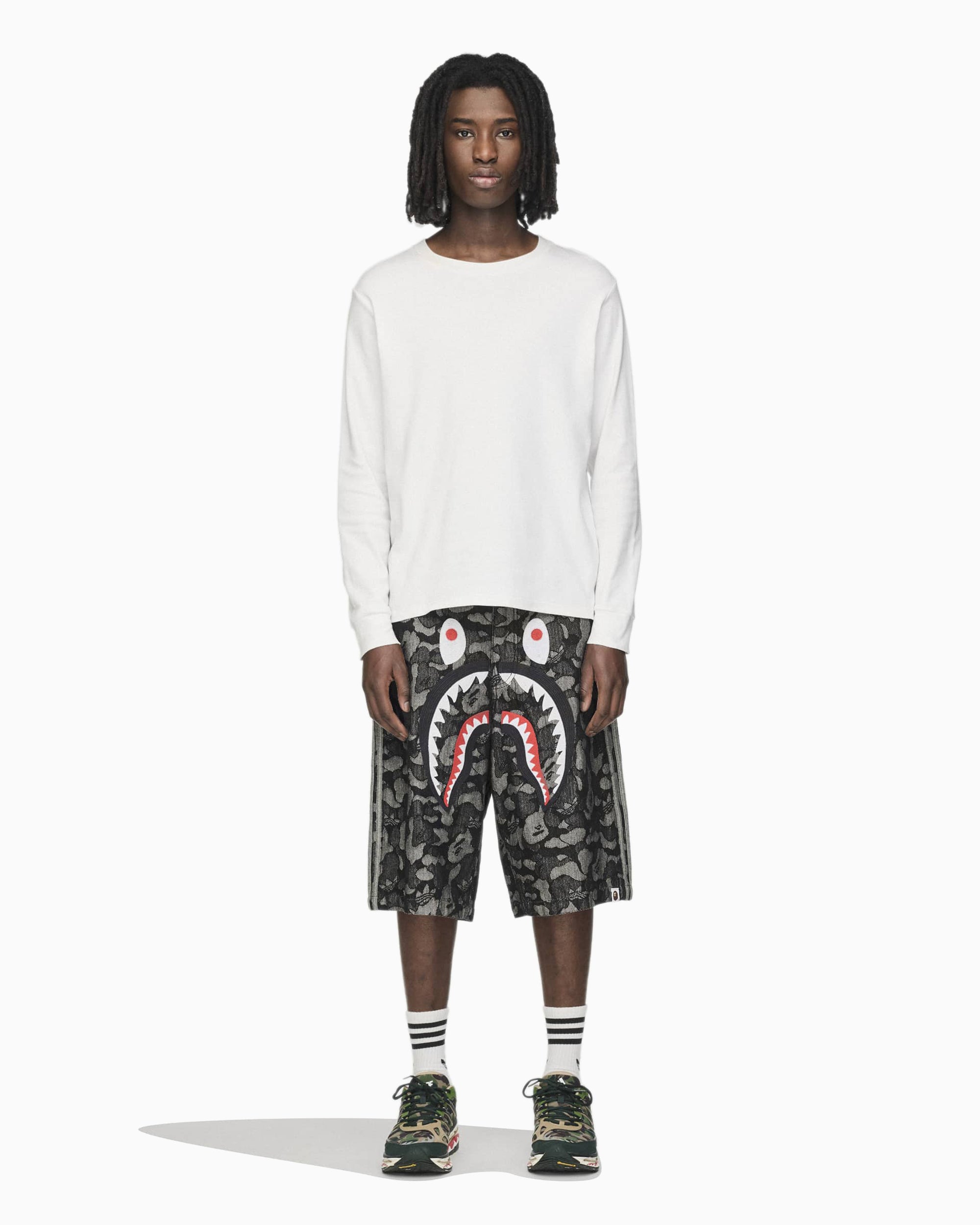 Shorts adidas Originals x BAPE Shark Denim Jorts Relaxed Men's Shorts - KF4917