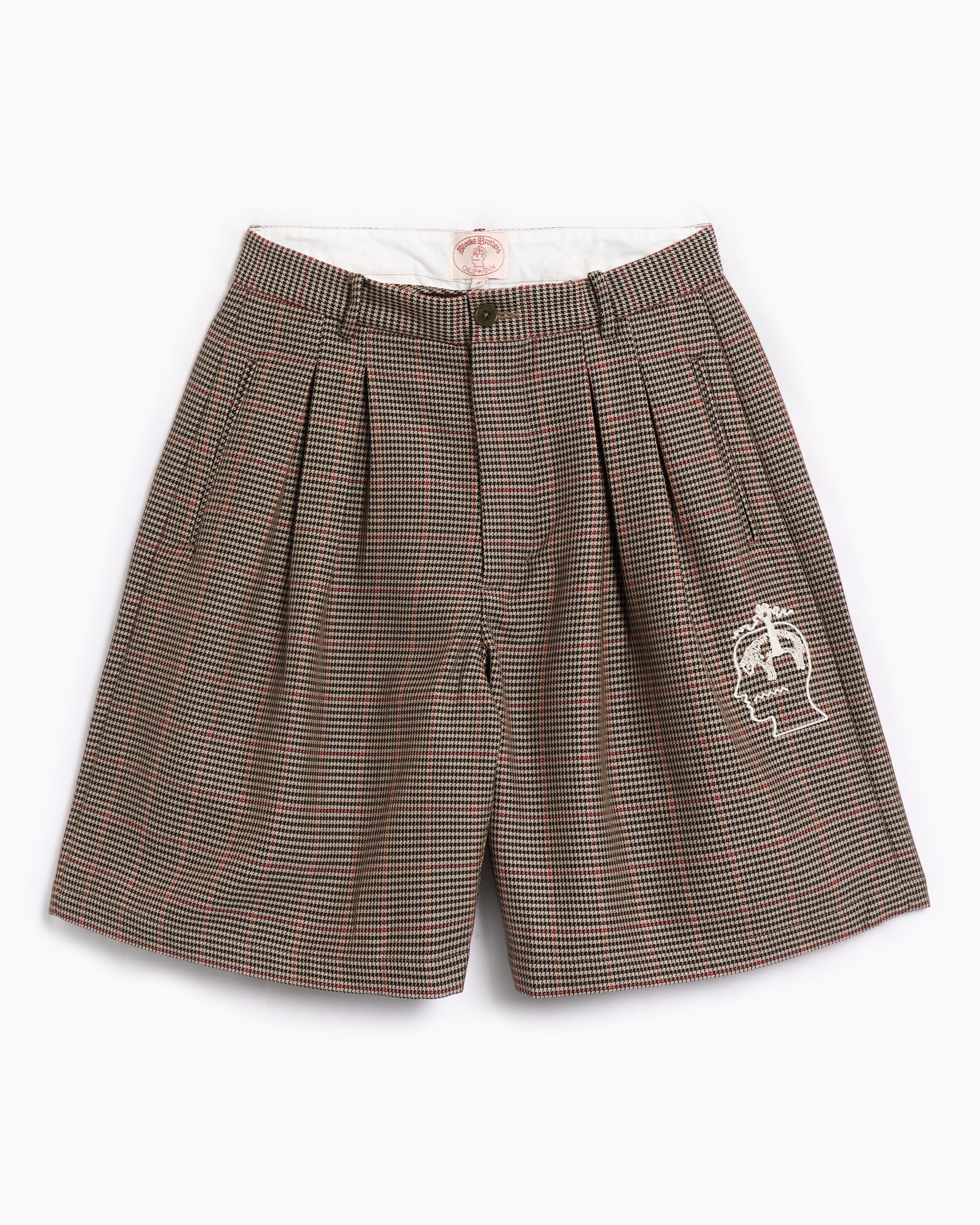 Shorts Brain Dead x Brooks Brothers Houndstooth Plaid Pleated Men's Shorts - BDS24B310041-T