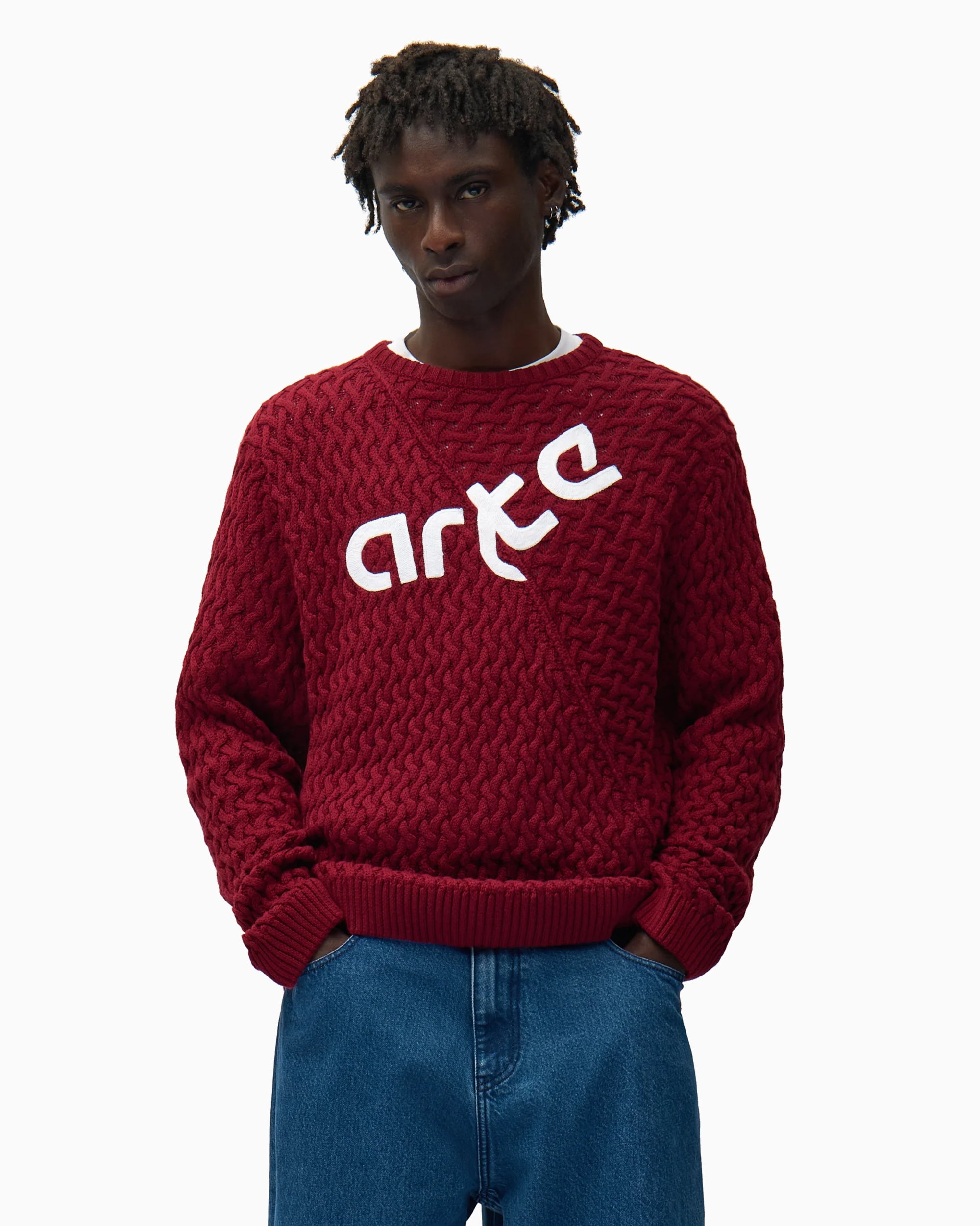 Sweaters Arte Antwerp Distorted Logo Men's Sweater - SS26-091K.1-Bordeaux