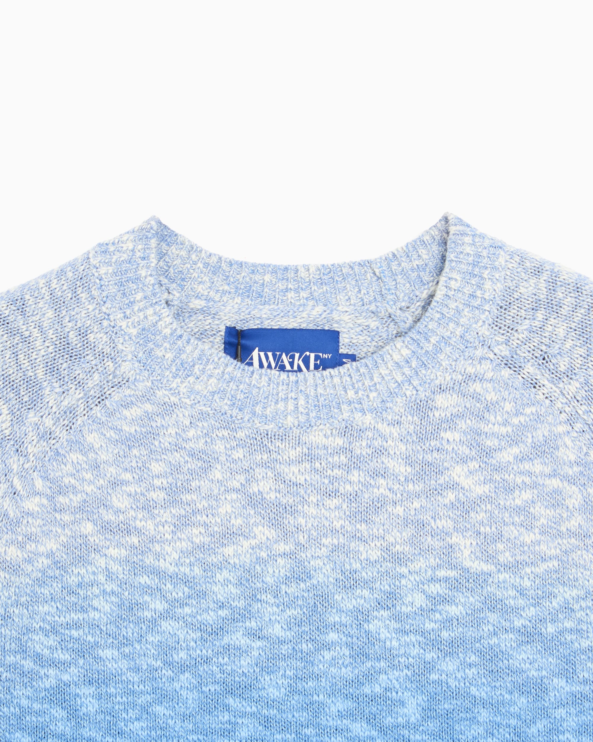 Sweaters Awake NY Hand Dip-Dyed Embroidered Relaxed Men's Sweater - AWK-SP26-KN001-BLU