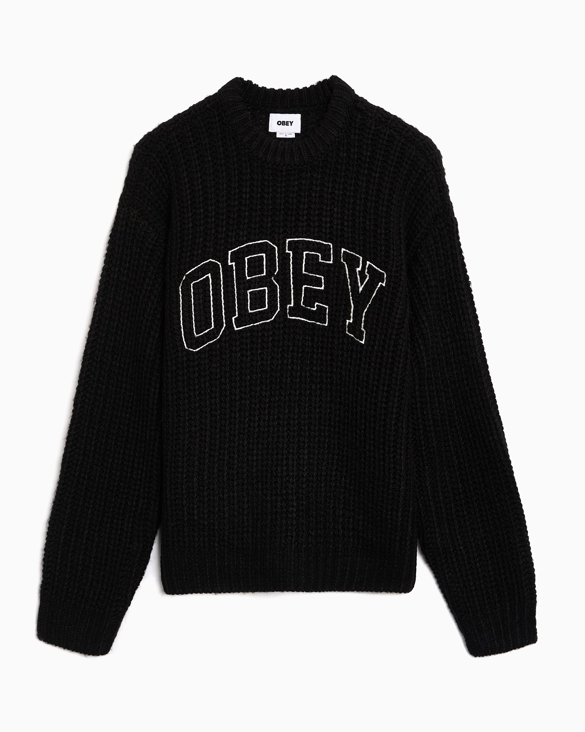 Sweaters OBEY Clothing Collegiate Logo Relaxed Men's Sweater - 151000110-BKM