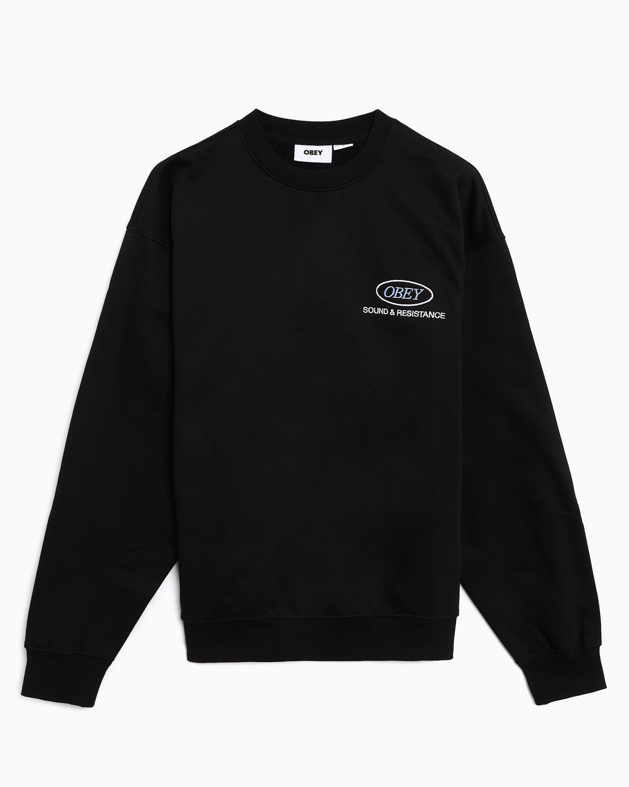 Sweatshirts OBEY Clothing Sound Crew Logo Men's Sweatshirt - 112480166-BLK