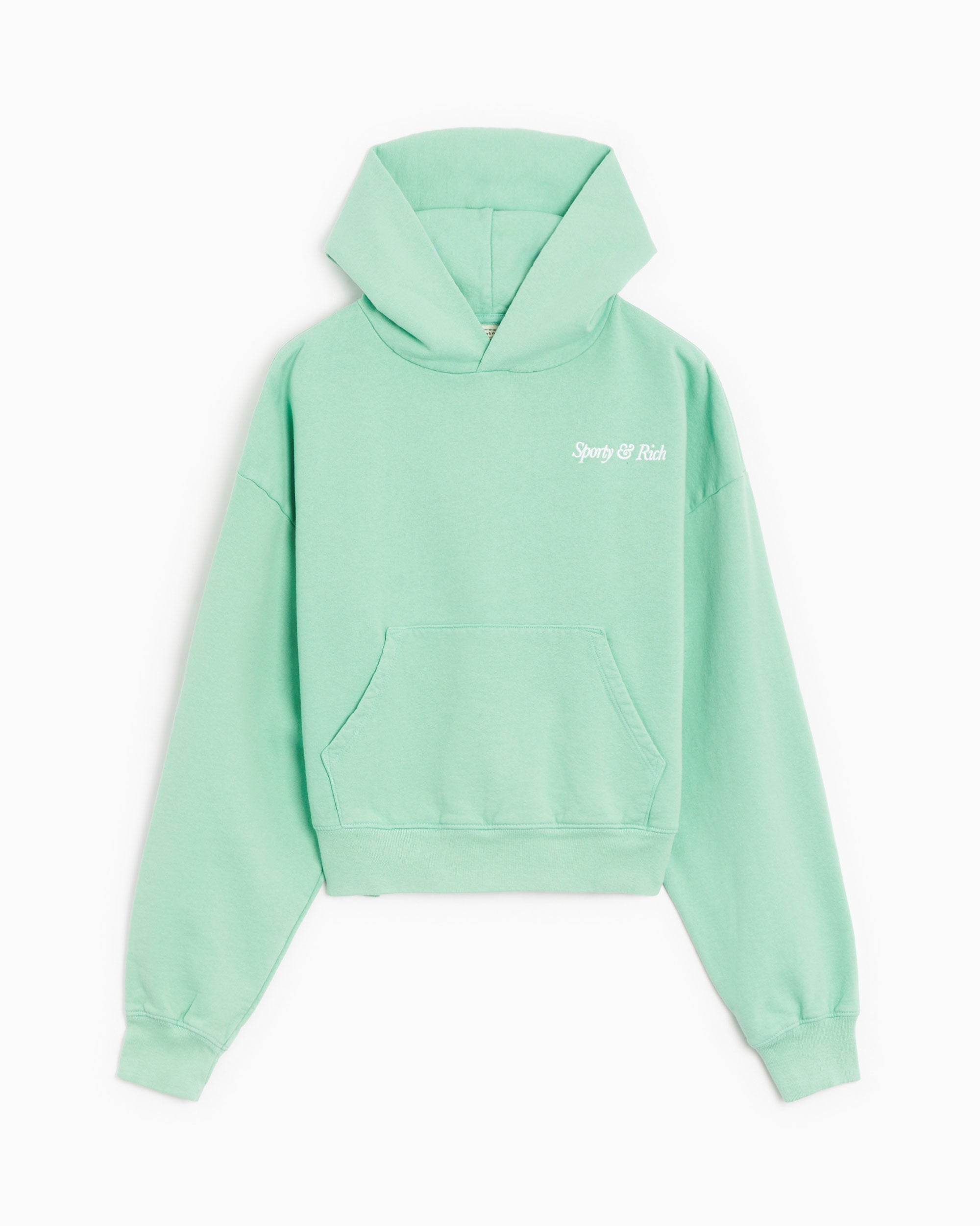 Sweatshirts Sporty & Rich Embroidered Italic Logo Women's Cropped Hoodie Women's Hoodie - HC861JD