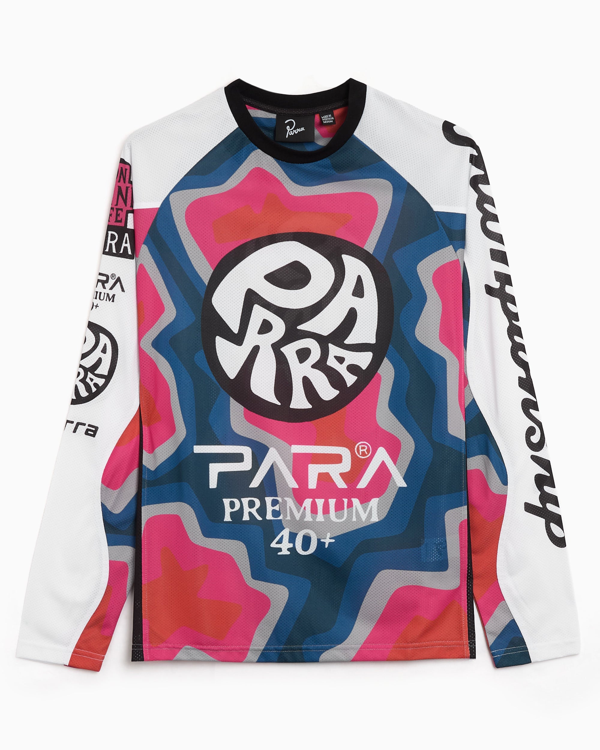 T-Shirts by Parra MTB Competition Graphic Long-Sleeved Relaxed Men's T-Shirt - 55415-WHITE
