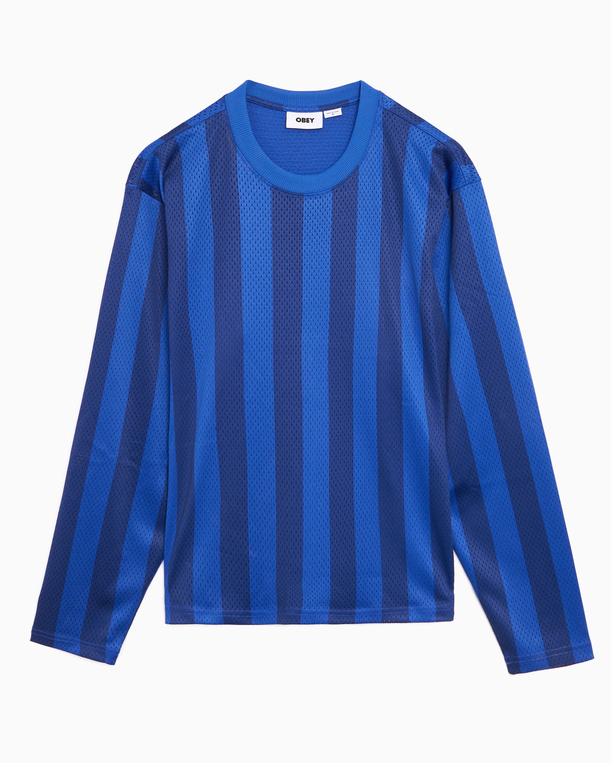 T-Shirts OBEY Clothing Bounds Mesh Striped Long-Sleeved Relaxed Women's T-Shirt - 231030141-BLU