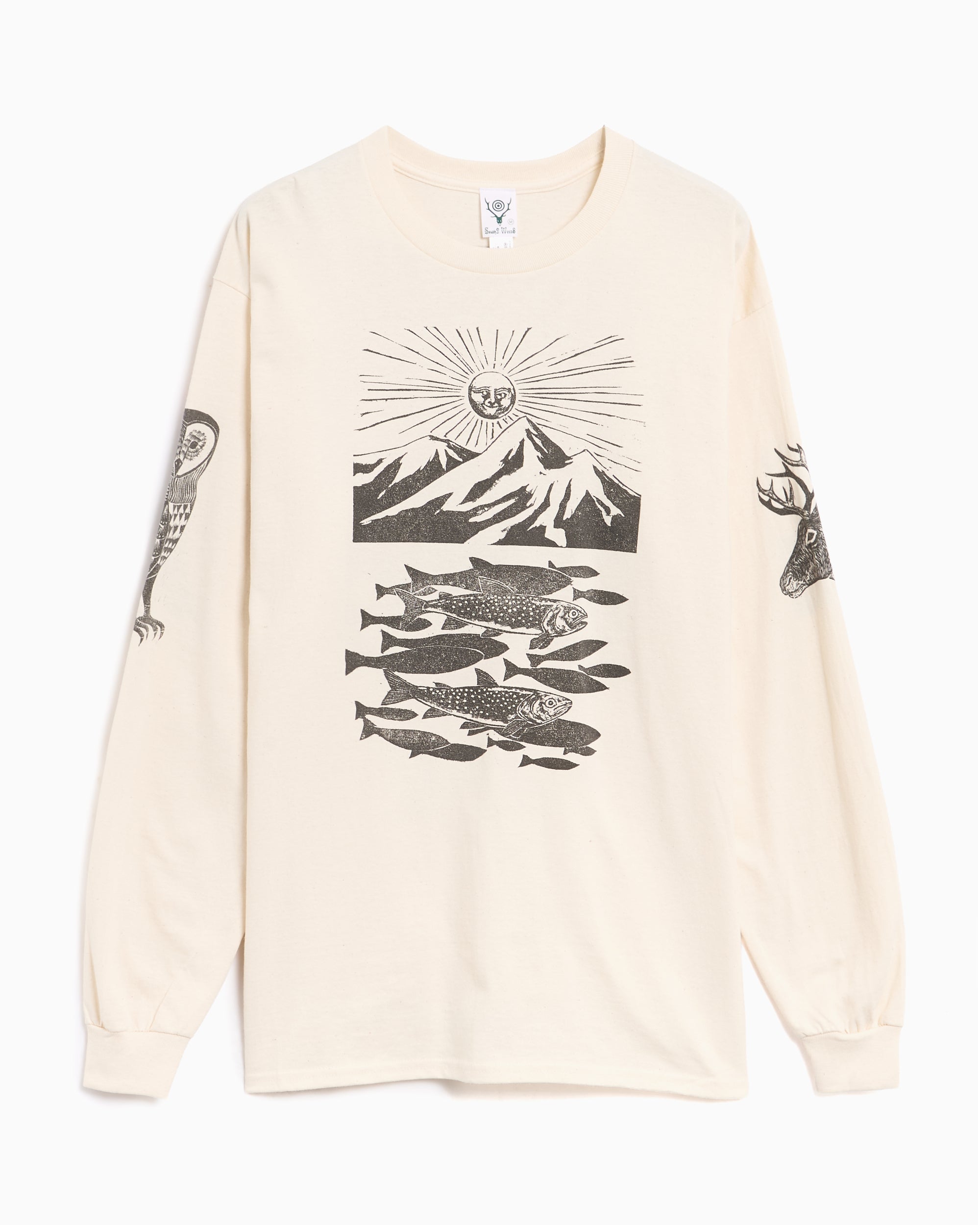 T-Shirts South2 West8 x F.KITAMURA Graphic Long-Sleeved Relaxed Men's T-Shirt - RW702-A-Natural