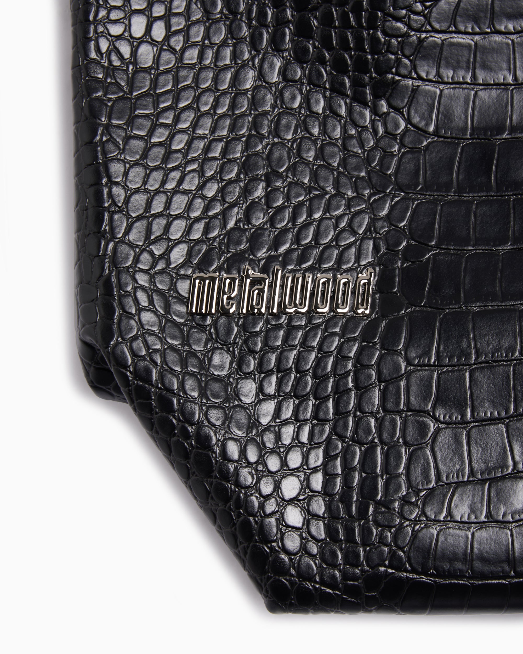 Handbags Metalwood Metal Studio Croc Unisex Shoulder Bag - MWS25-10-02-BLK