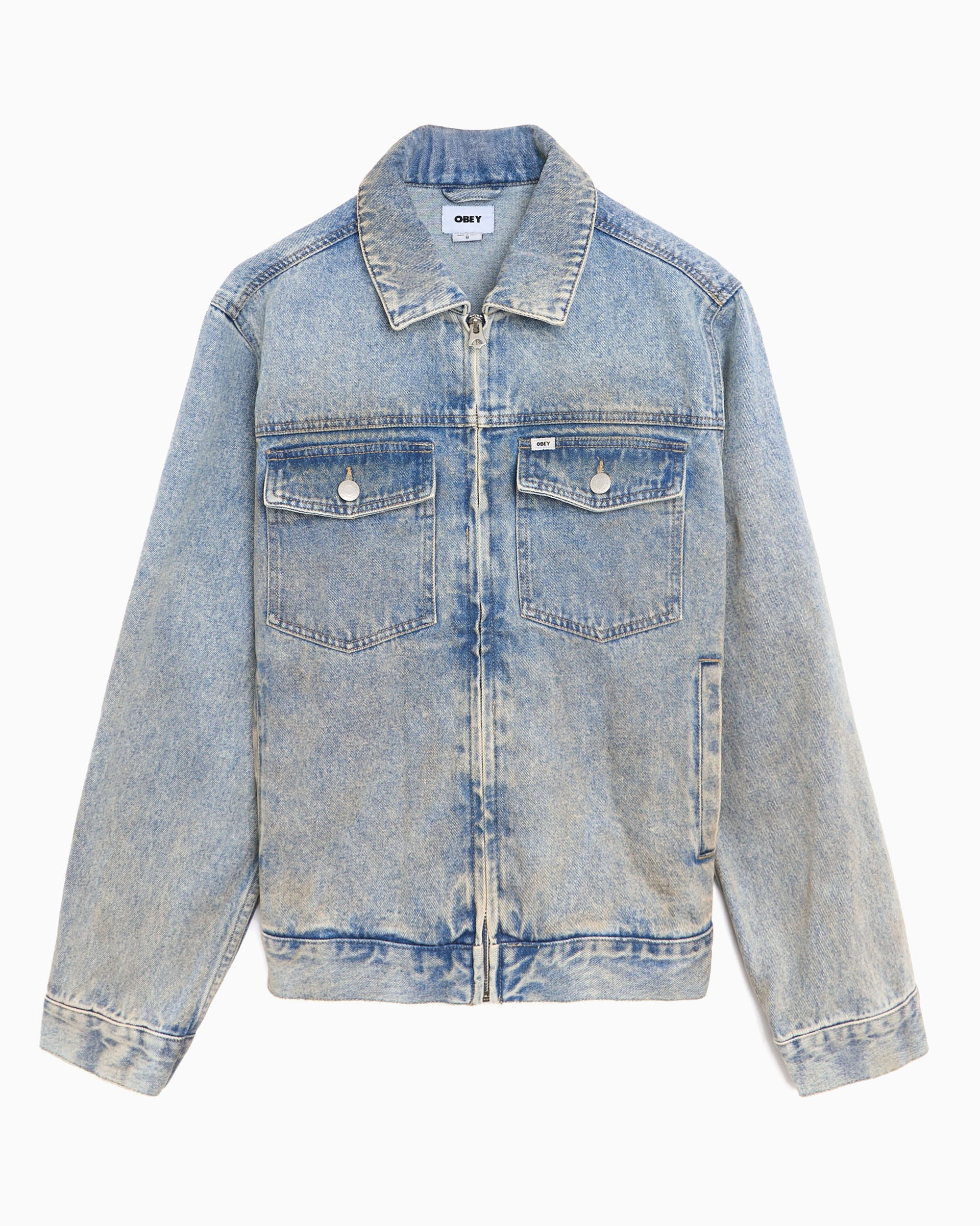Jackets Coats OBEY Clothing Base Trucker Men's Denim Jacket - 121800615-HVLI