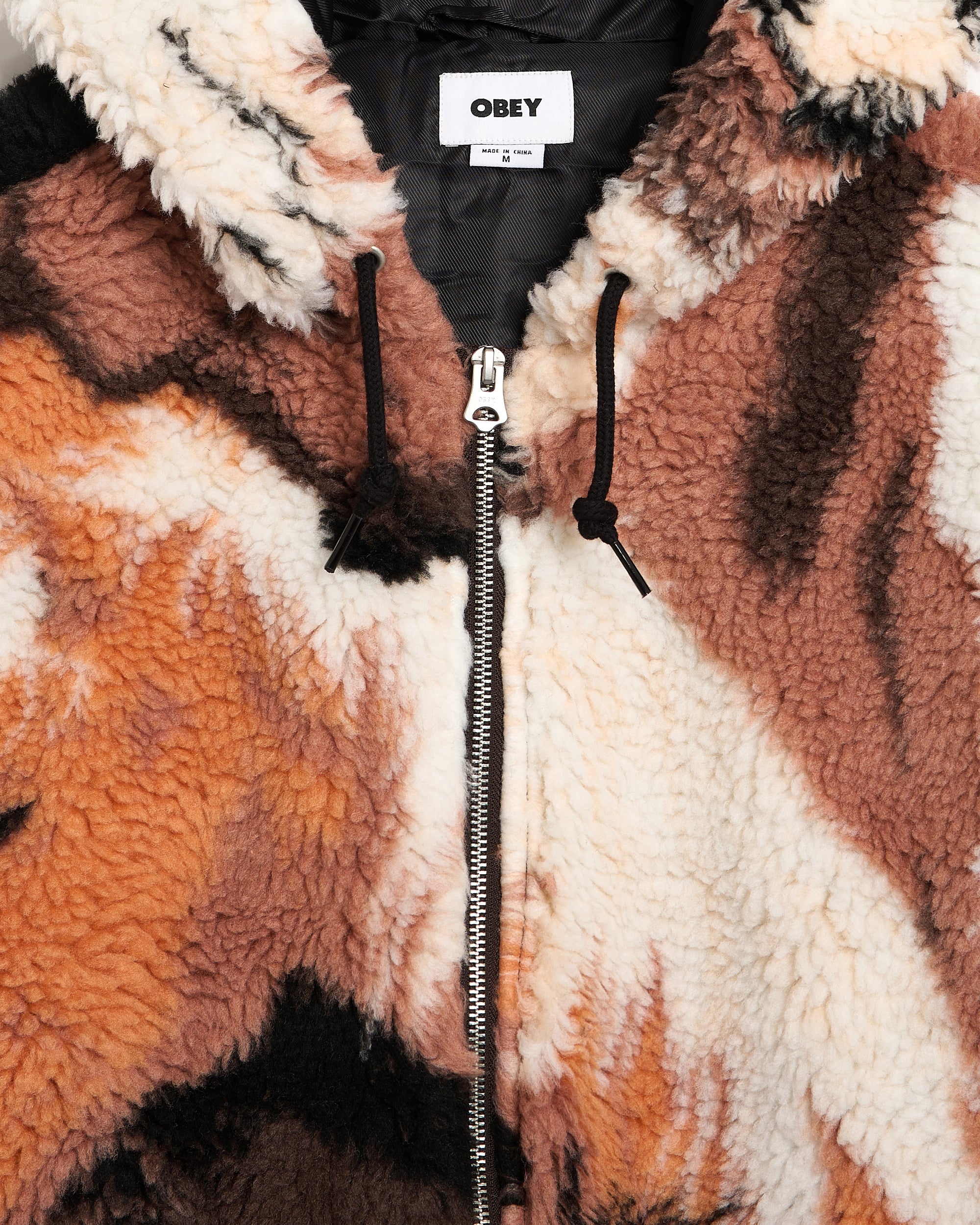 Jackets Coats OBEY Clothing Horses Graphic Relaxed Men's Fleece Jacket - 121800610-BWM