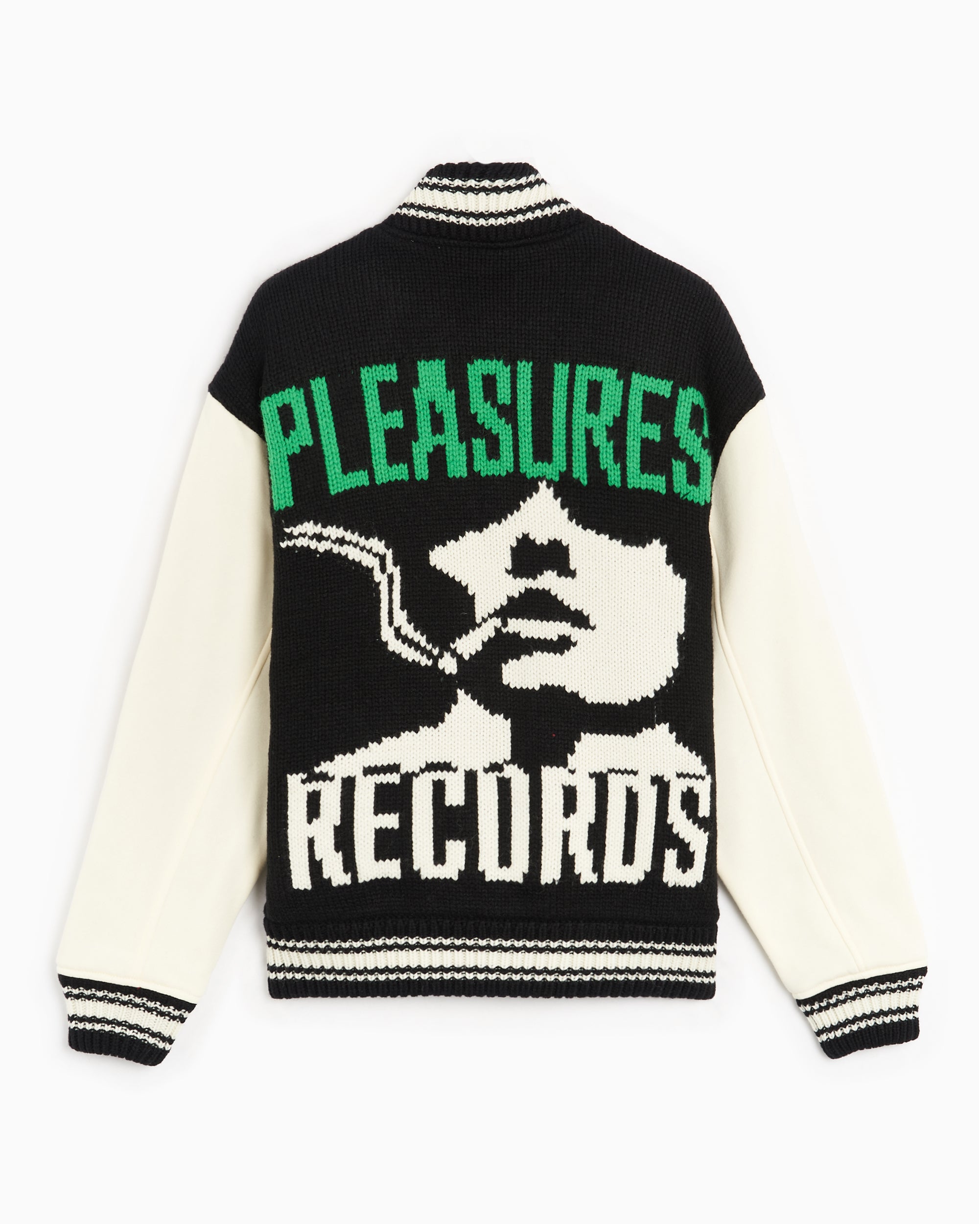 Jackets Coats Pleasures Smoke Men's Knitted Varsity Jacket Men's Varsity Jacket - P23W035-BLACK