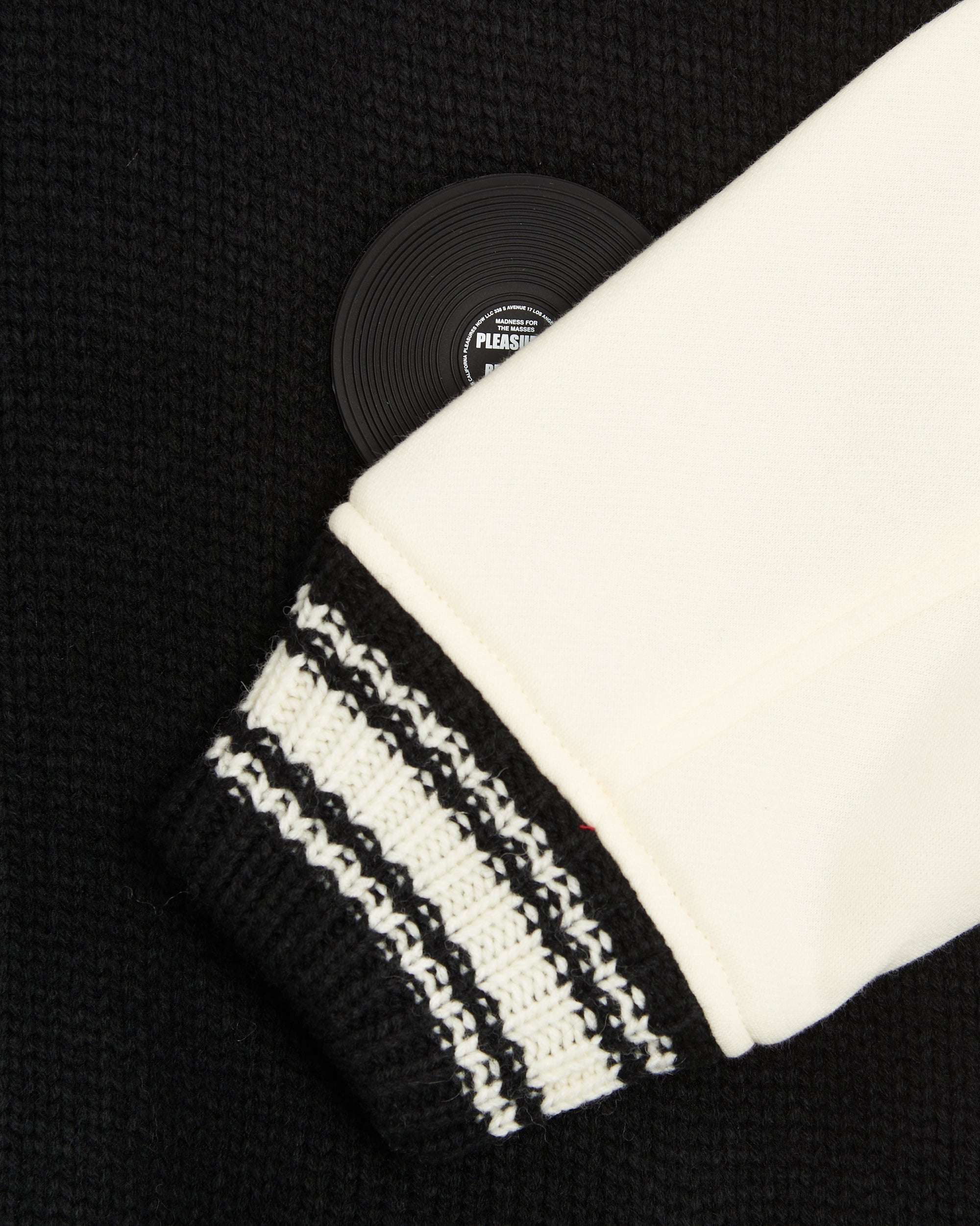 Jackets Coats Pleasures Smoke Men's Knitted Varsity Jacket Men's Varsity Jacket - P23W035-BLACK