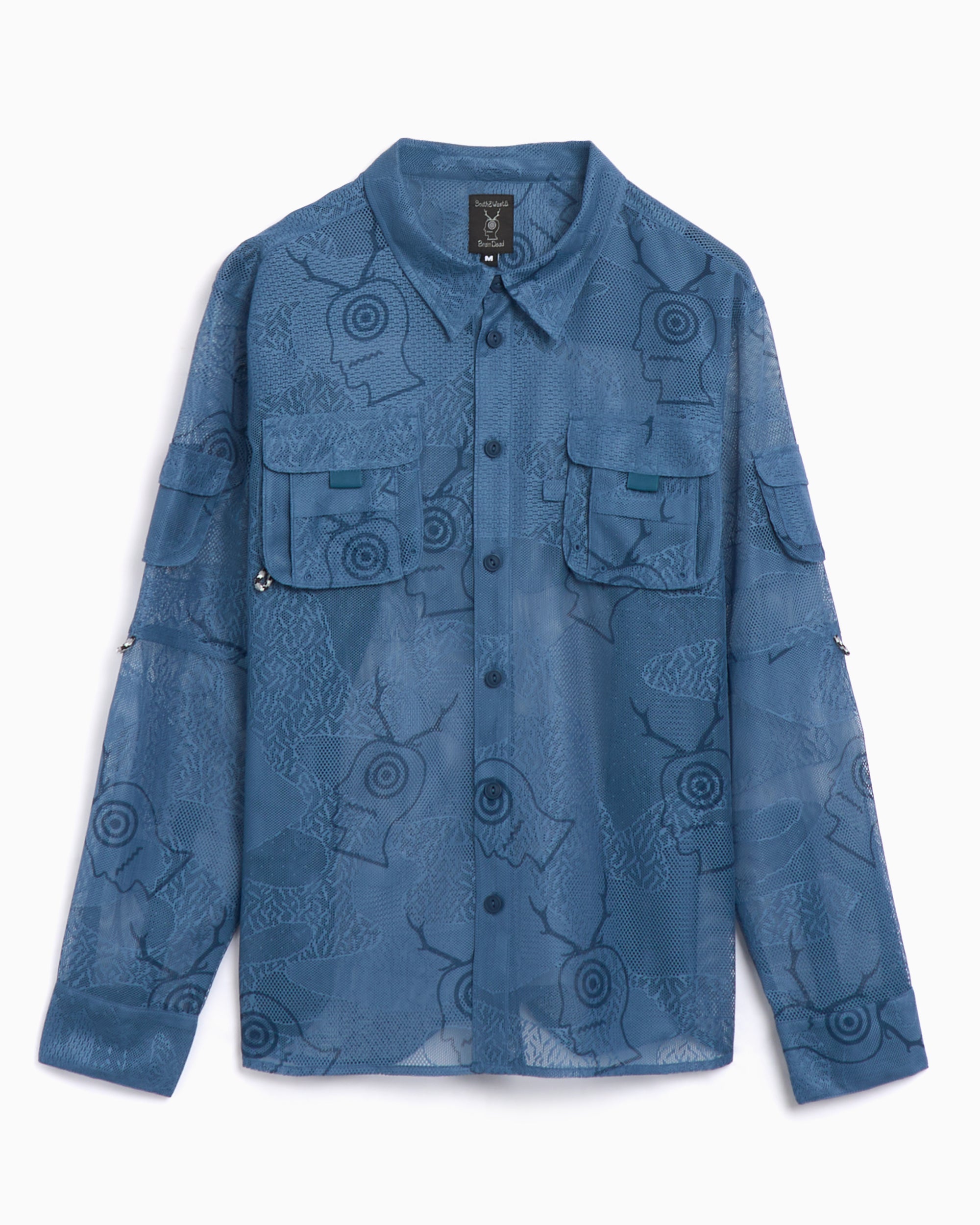 Shirts Brain Dead x South2 West8 Men's Engineered Mesh Fishing Shirt Relaxed Men's Shirt - BDP24T240040-SLATE