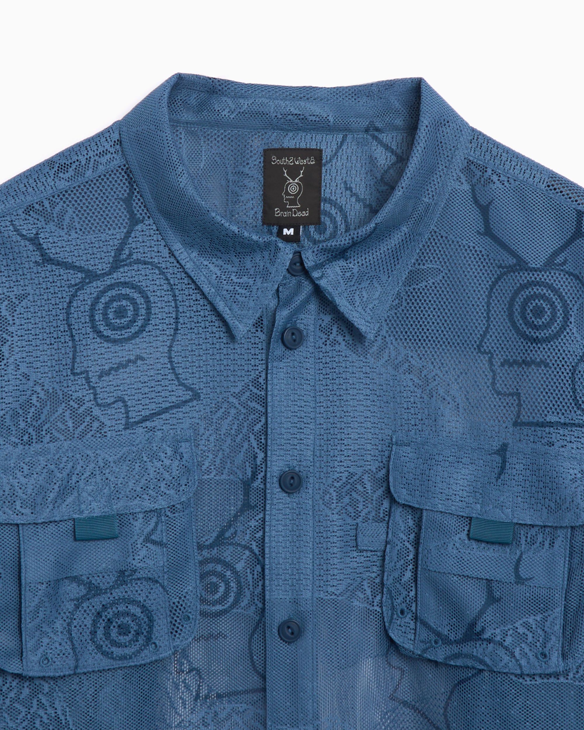 Shirts Brain Dead x South2 West8 Men's Engineered Mesh Fishing Shirt Relaxed Men's Shirt - BDP24T240040-SLATE