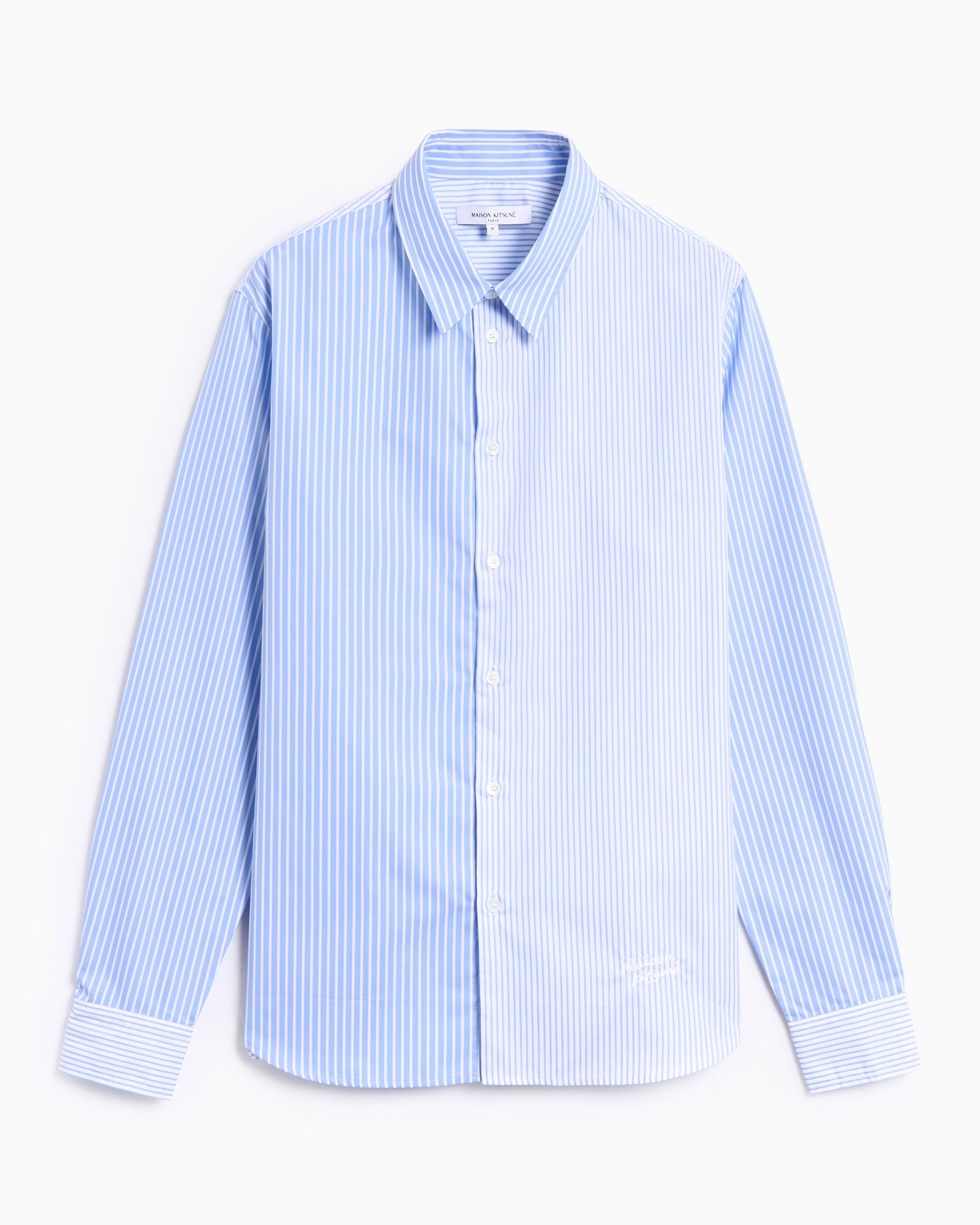 Shirts Maison Kitsuné Handwriting Patchwork Striped Relaxed Men's Shirt - PM00422WC5074-P410