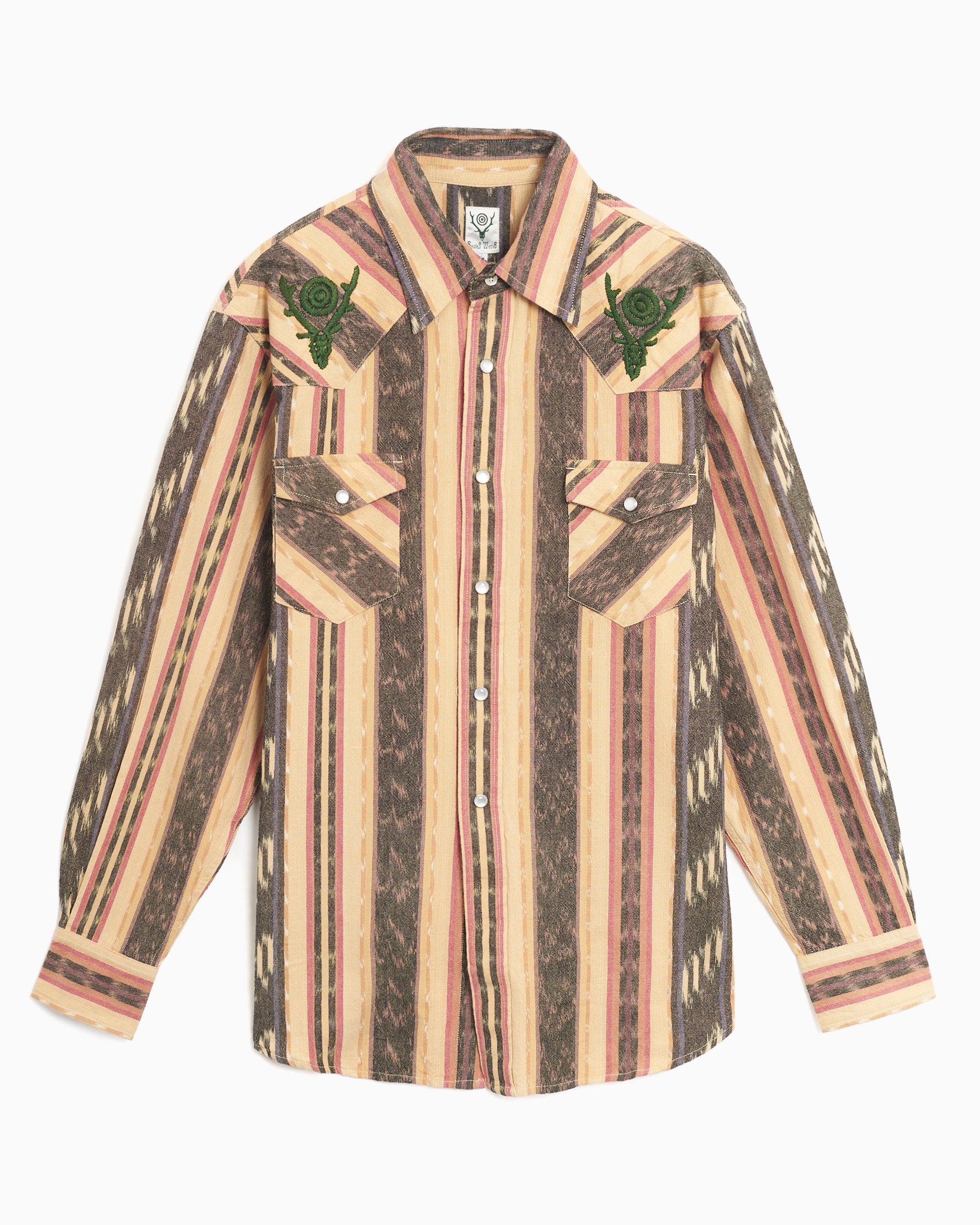 Shirts South2 West8 Western Logo Men's Shirt - QV621-B-Khaki