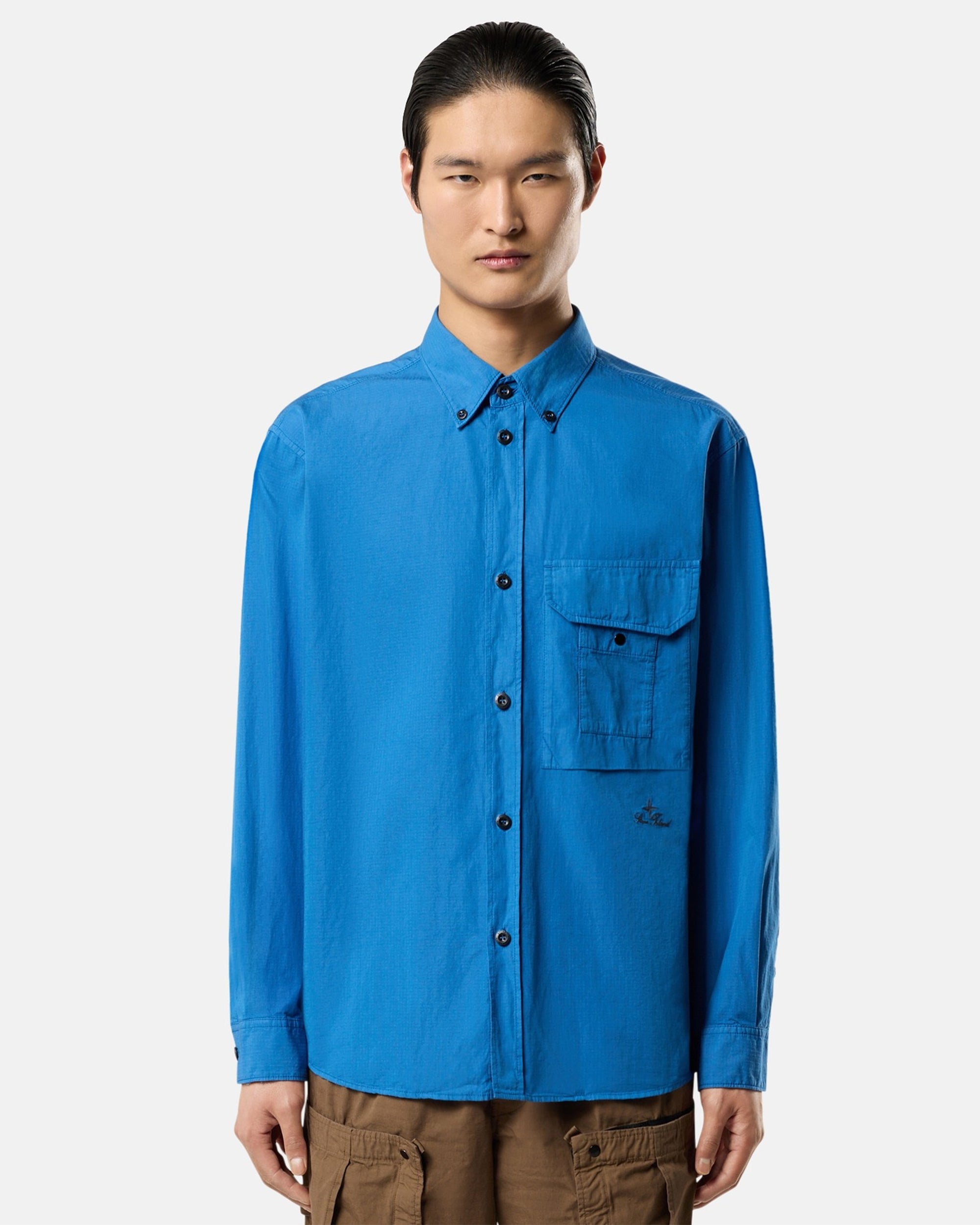 Shirts Stone Island Ripstop Embroidered Relaxed Men's Shirt - L1S151100028-V0022