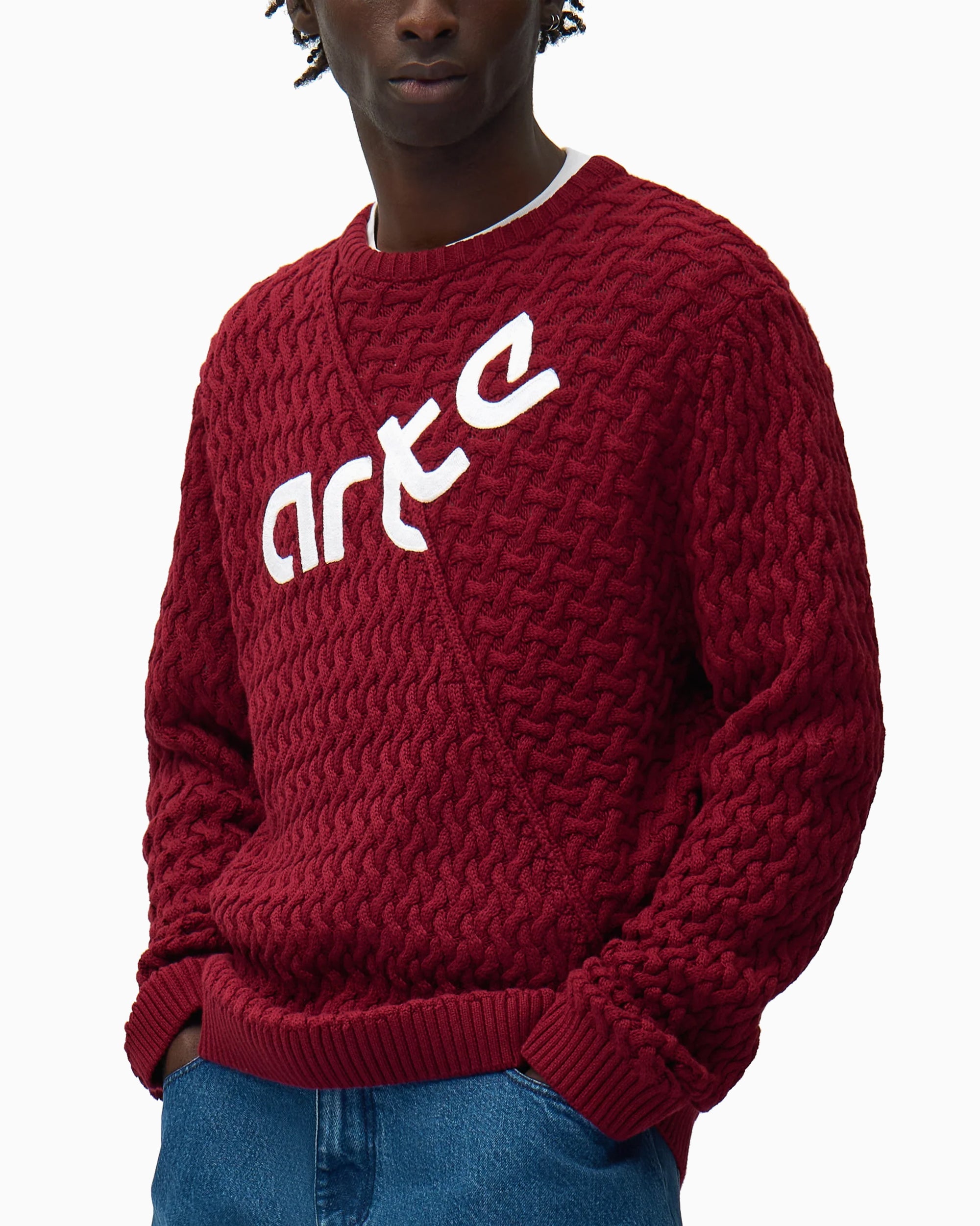 Sweaters Arte Antwerp Distorted Logo Men's Sweater - SS26-091K.1-Bordeaux