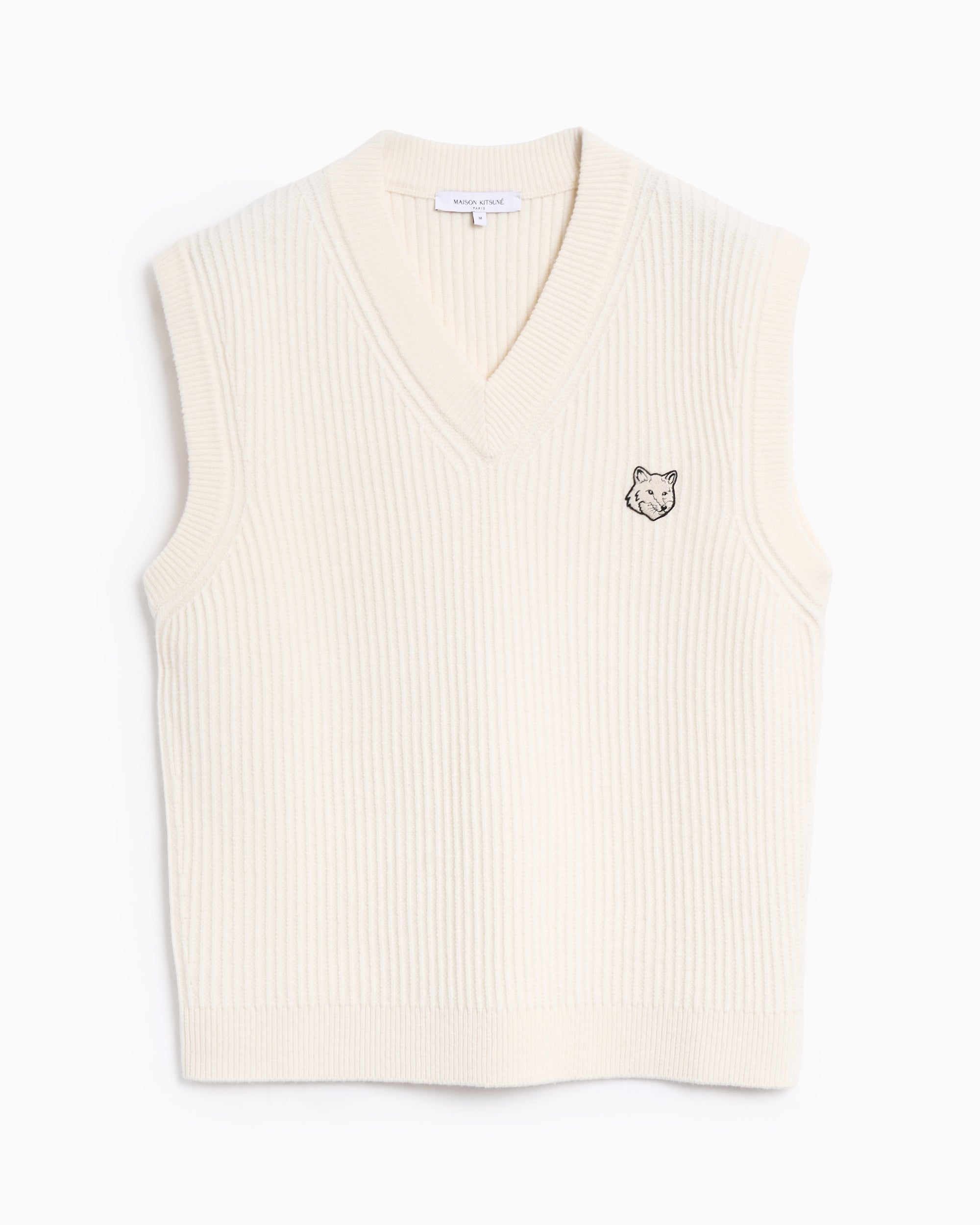 Sweaters Maison Kitsuné Fox Head Logo Ribbed Vest Men's Sweater - PM00810KT1149-P700