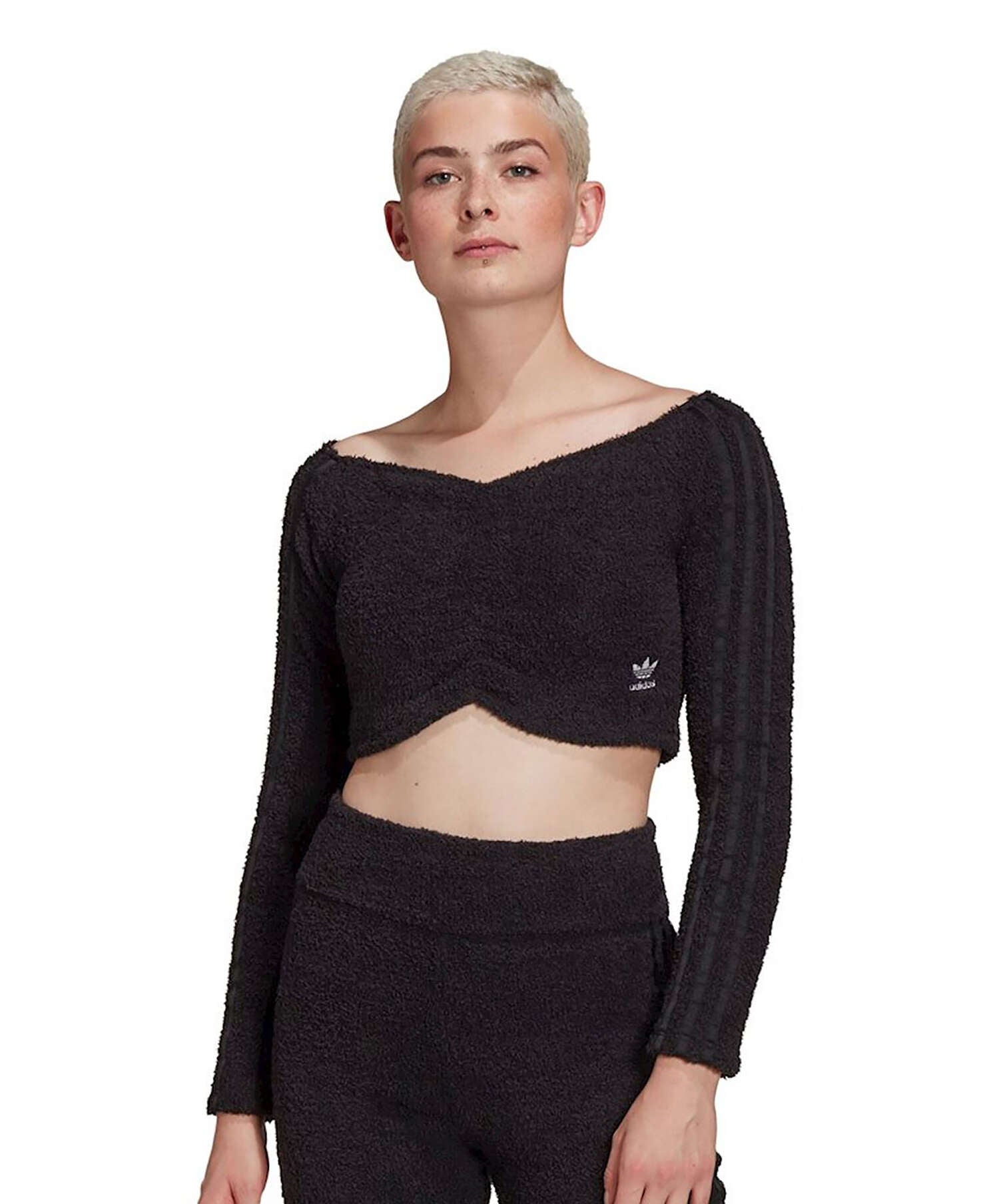 T-Shirts adidas Originals Off Shoulder Long-Sleeved Crop Women's T-Shirt - H18834