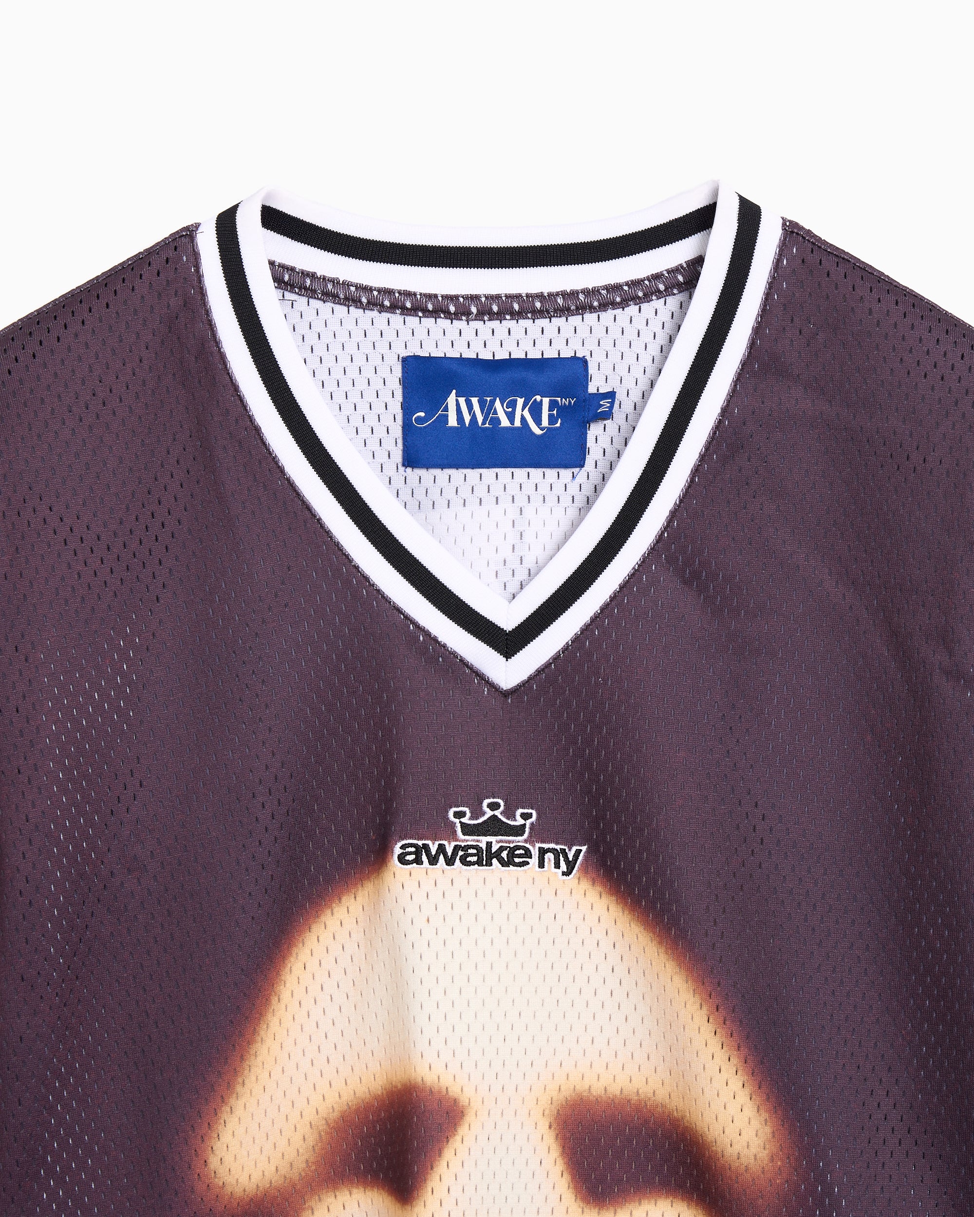 T-Shirts Awake NY Hockey Graphic Long-Sleeved Oversize Men's Jersey T-Shirt - AWK-FW25-TP005-BRN