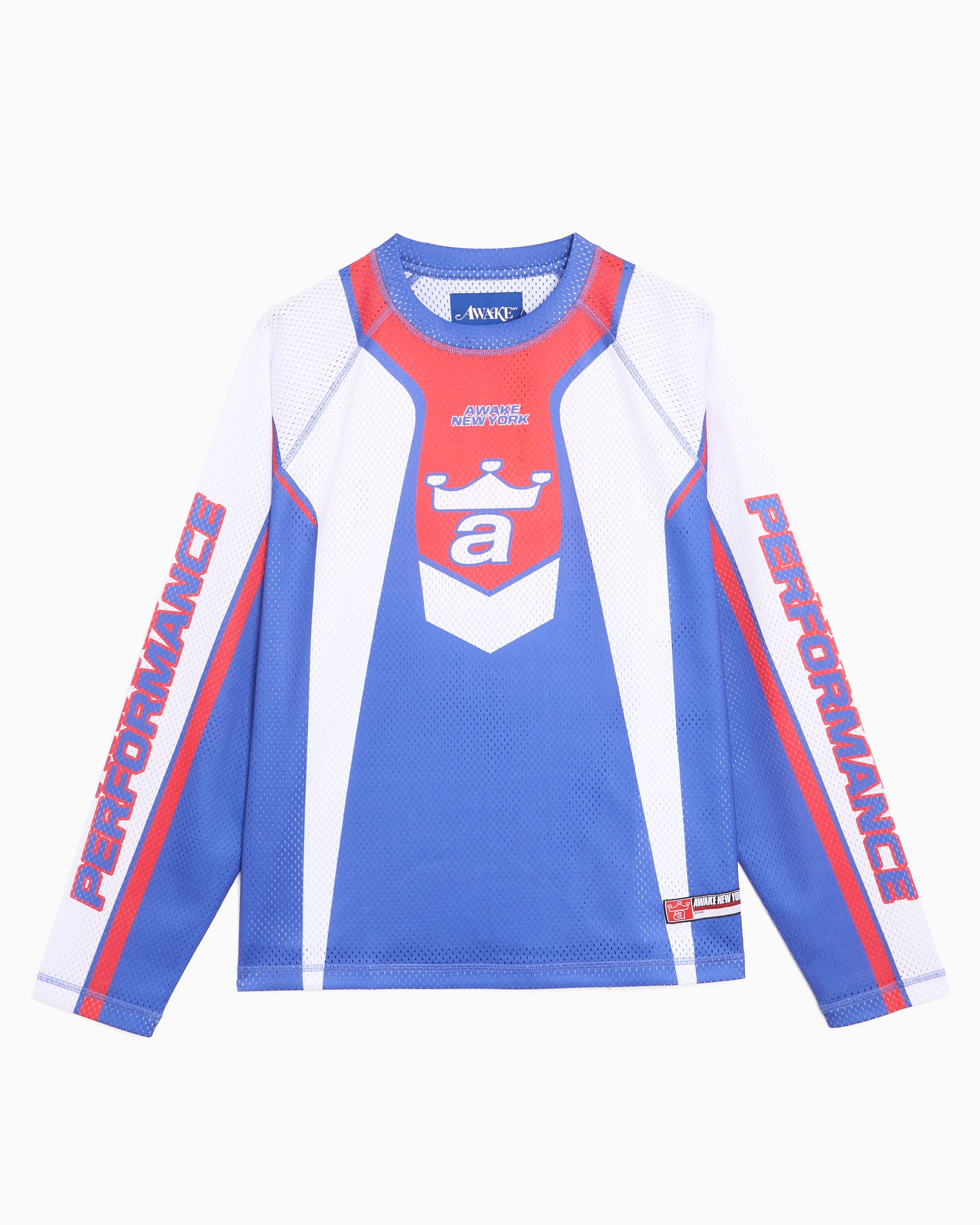 T-Shirts Awake NY Mesh Racer Graphic Long-Sleeved Relaxed Men's Jersey T-Shirt - AWK-SP26-TP006-BLU