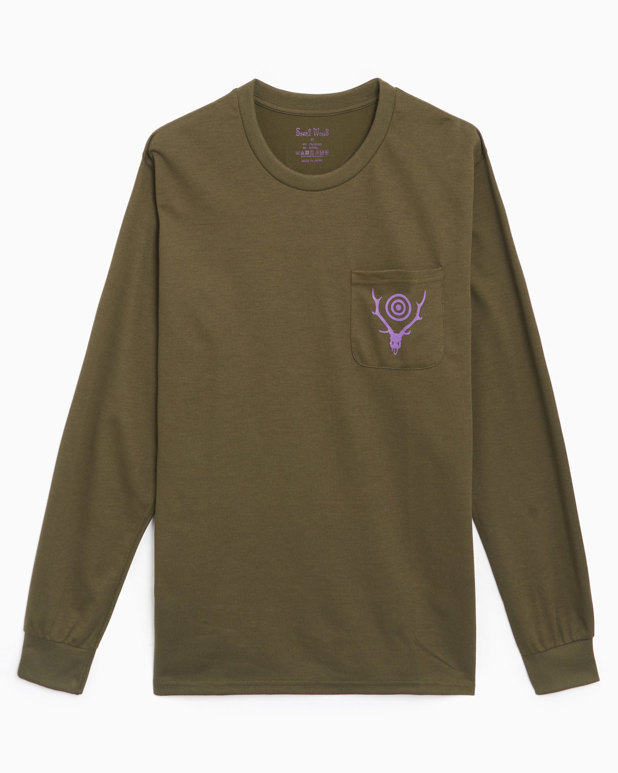 T-Shirts South2 West8 Round Men's Pocket Long Sleeve T-Shirt Men's T-Shirt - PU548-B-Green